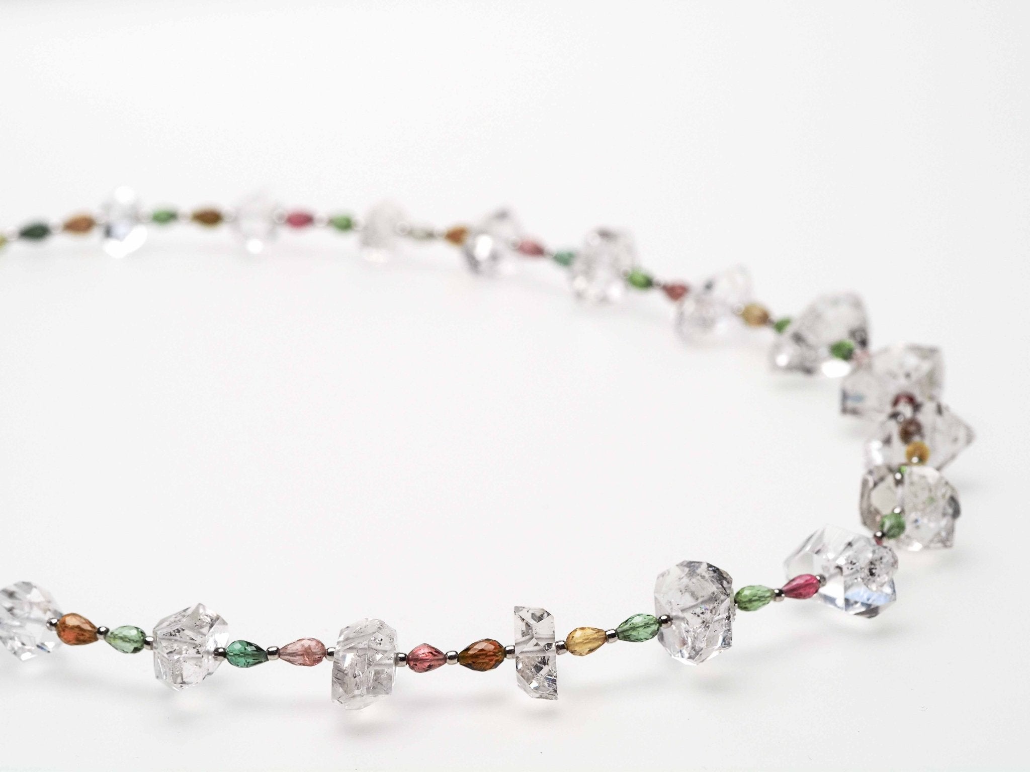 Herkimer Kette Doppelender mit Turmalin