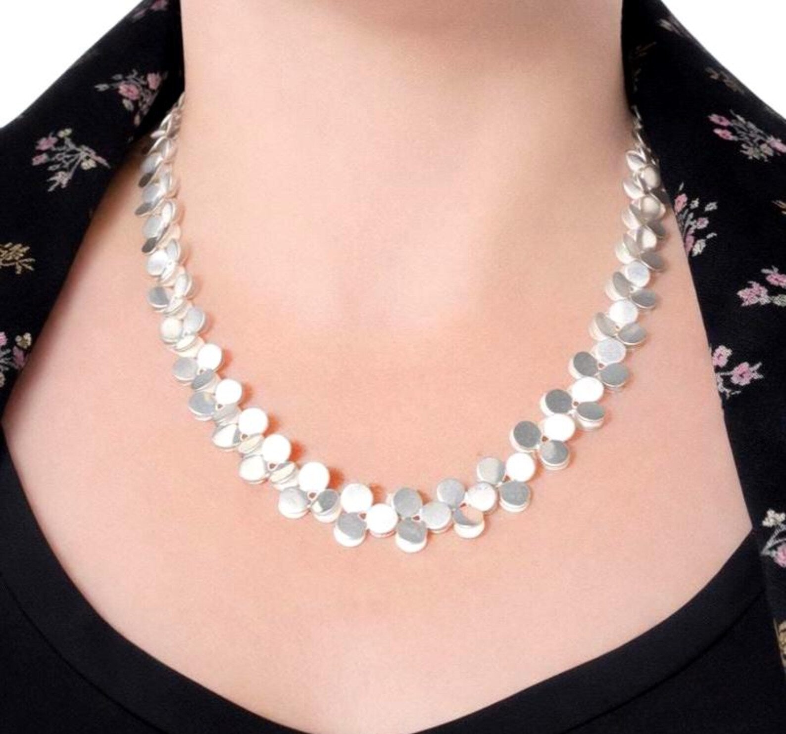 Sterling silver chain 43cm solid flower chain