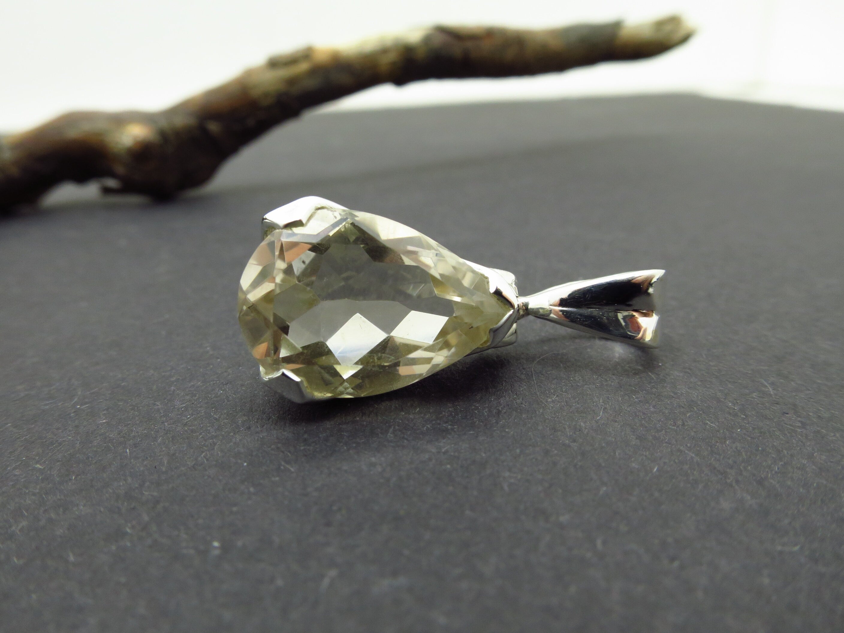 Citrin Anhänger gefasst in 925 Silber Natur Edelstein 29mm