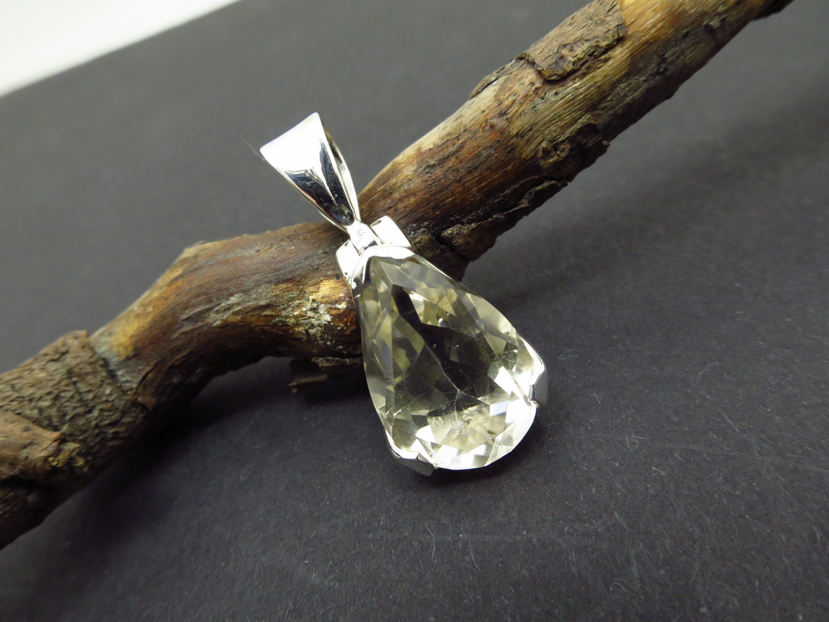 Citrin Anhänger gefasst in 925 Silber Natur Edelstein 29mm