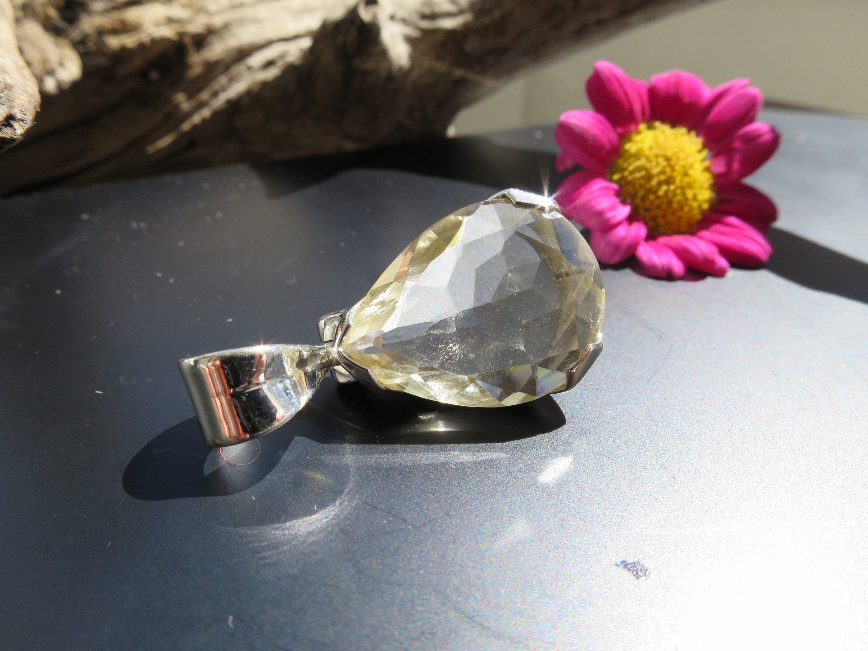 Citrin Anhänger unbehandelt Natur Edelstein in 925 Silber