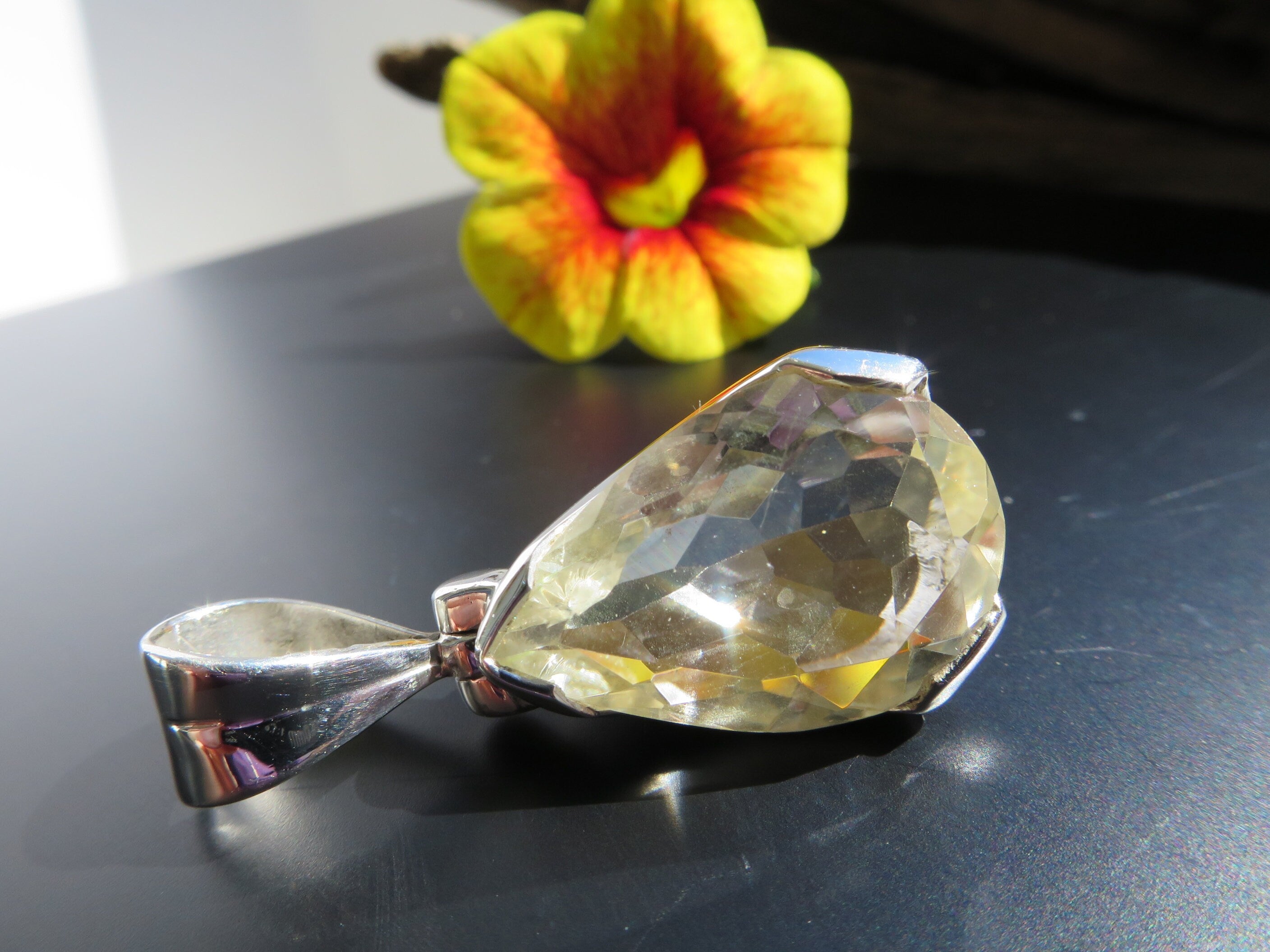 Citrin Anhänger in 925 Silber Edelstein aus Brasilien