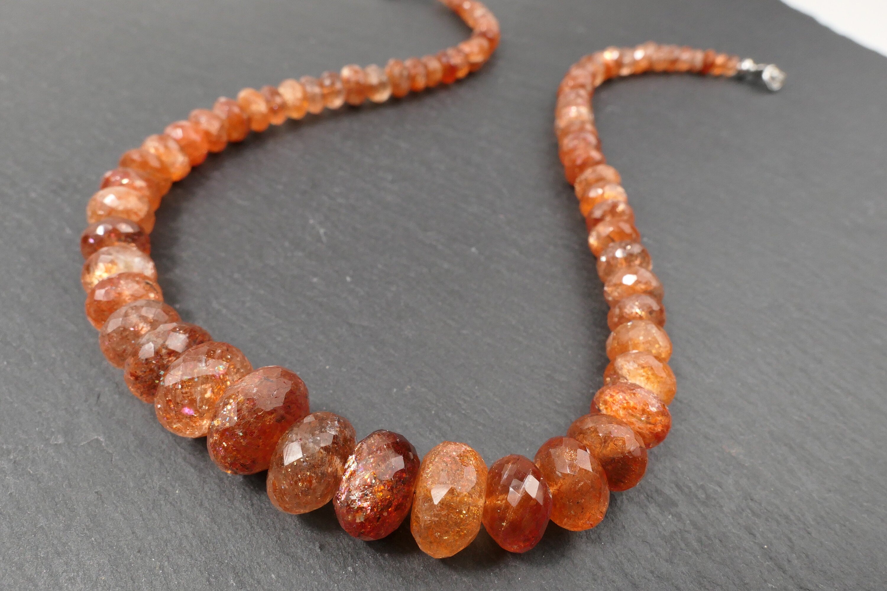 Tansania Sonnenstein Kette mit 925 Silber Verschluss