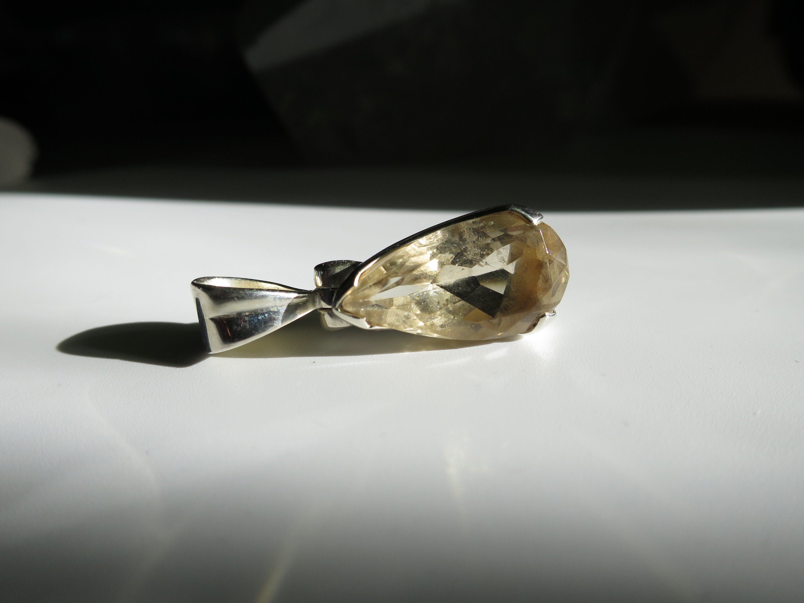 Citrin Anhänger unbehandelter Citrin Silber