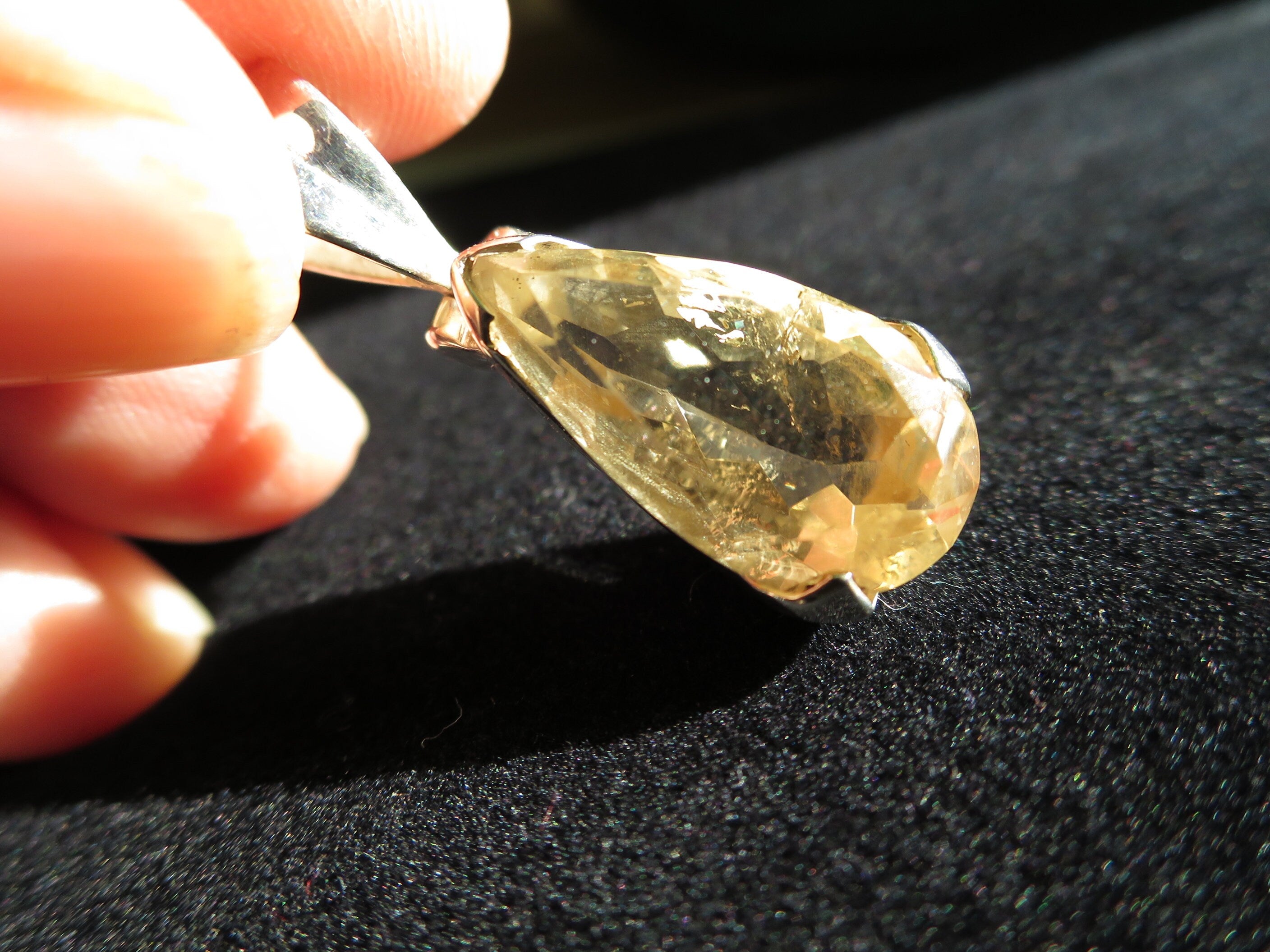 Citrin Anhänger unbehandelter Citrin Silber