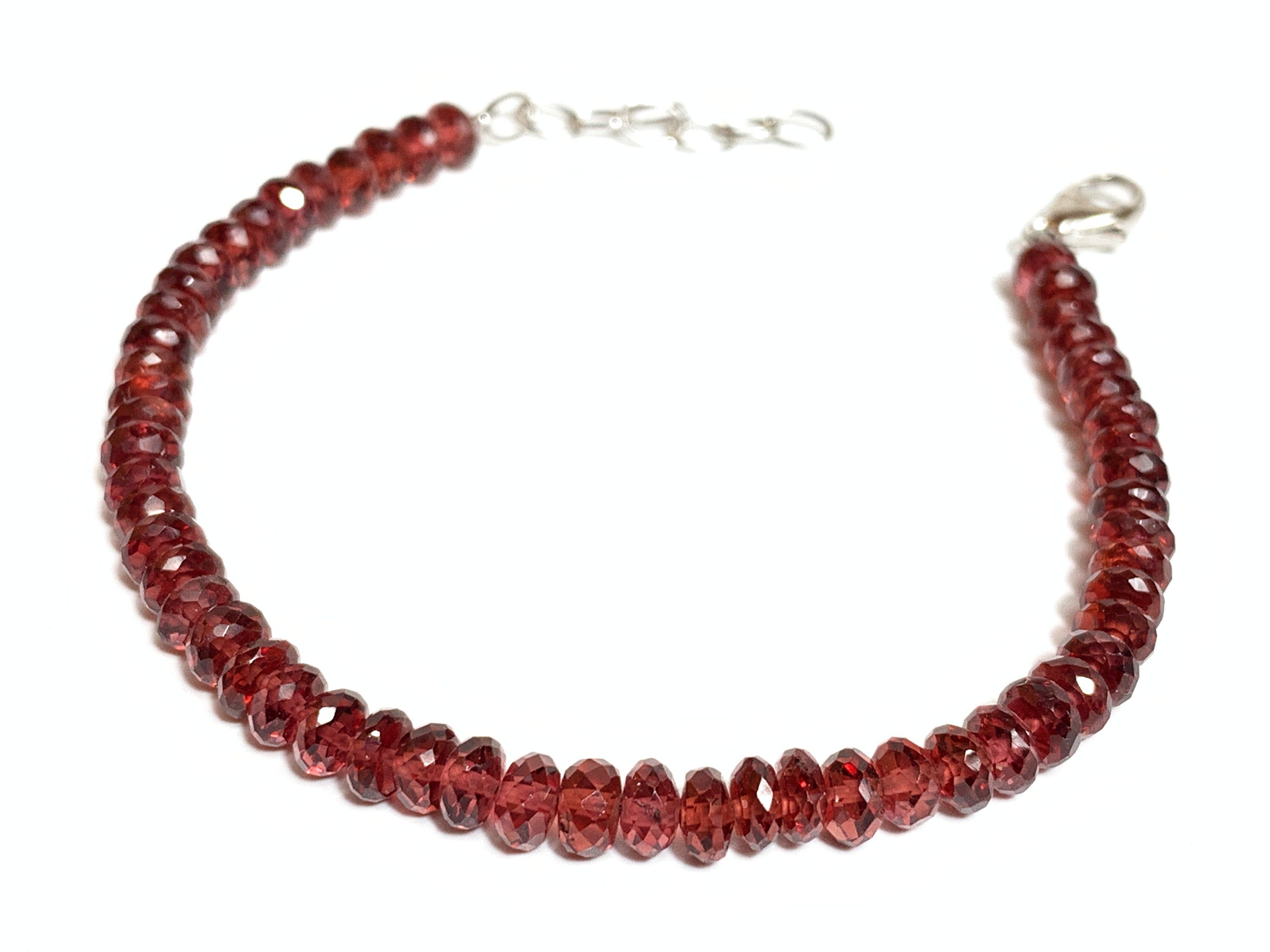 Granat Armband facettiert mit 925 Silber Verschluss