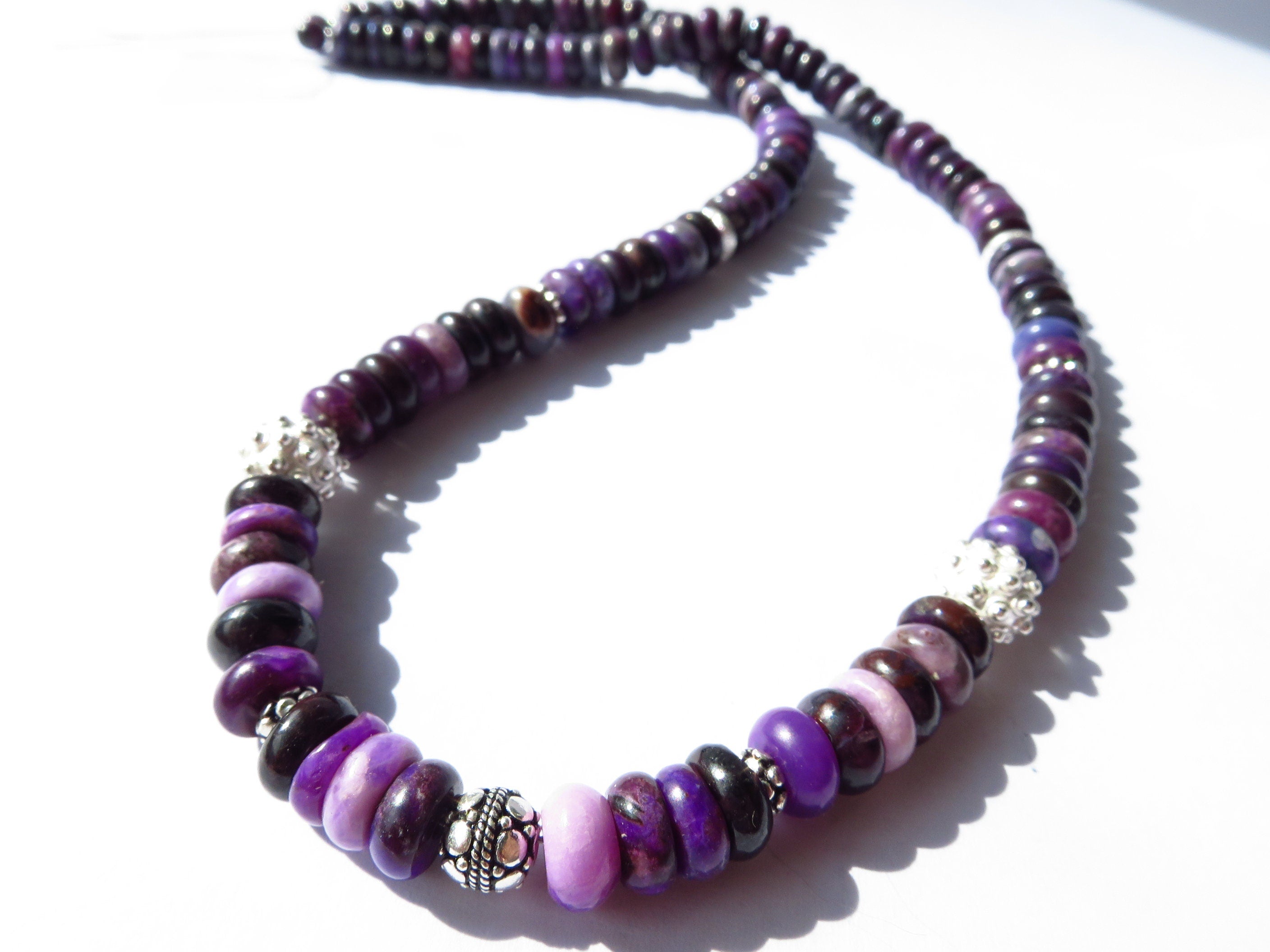 Sugilith Edelstein Kette unbehandelt Rondelle 7mm