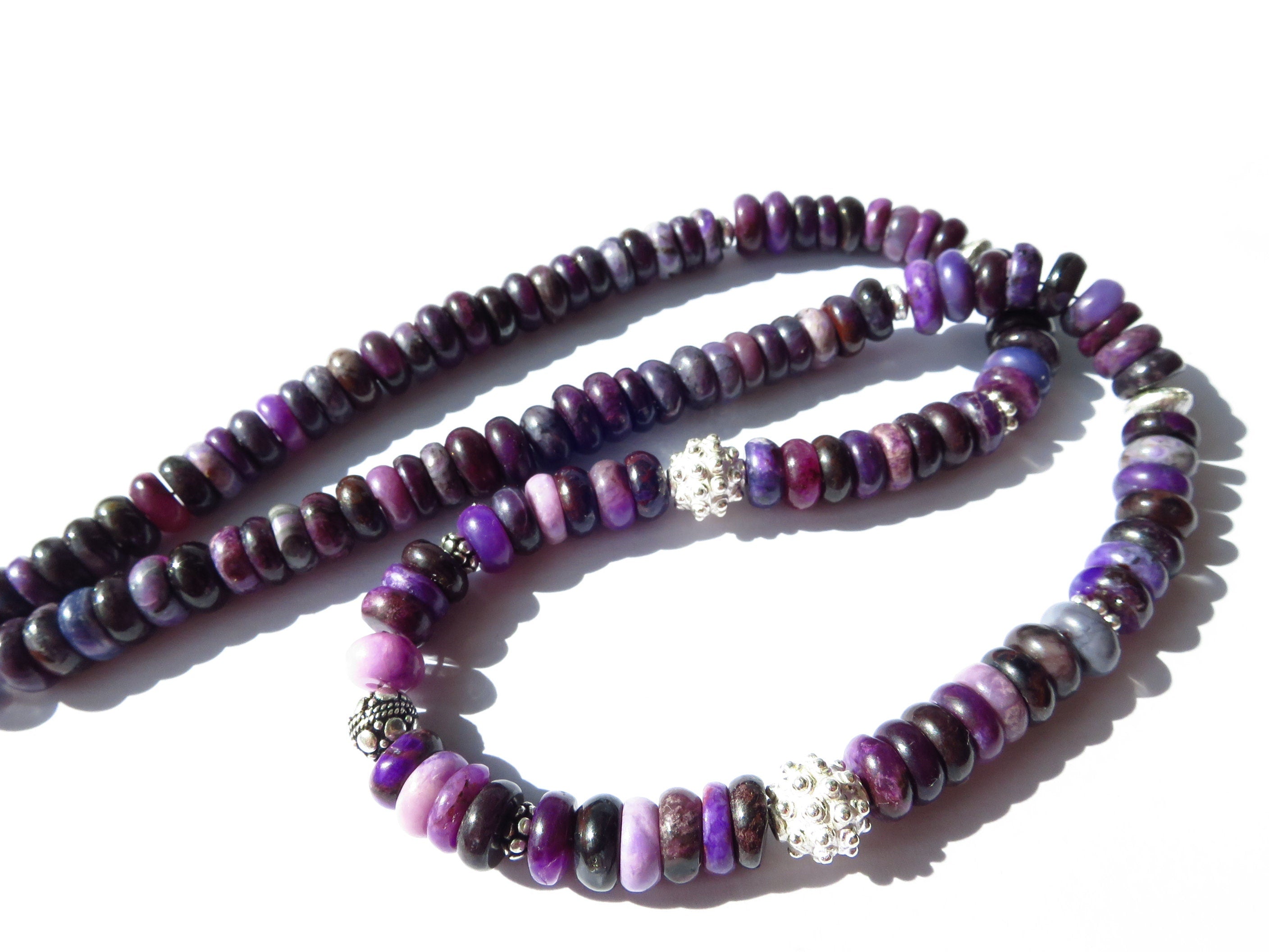 Sugilith Edelstein Kette unbehandelt Rondelle 7mm