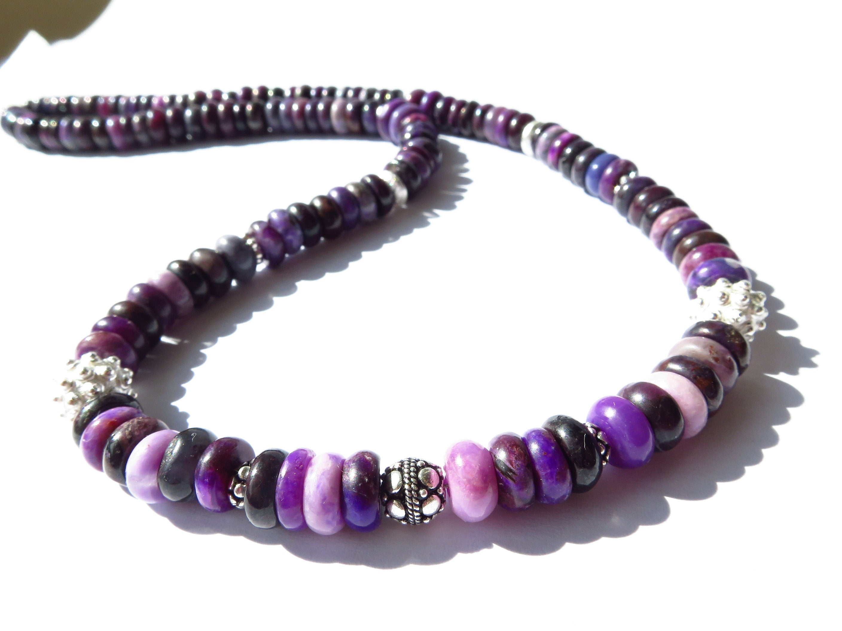 Sugilith Edelstein Kette unbehandelt Rondelle 7mm