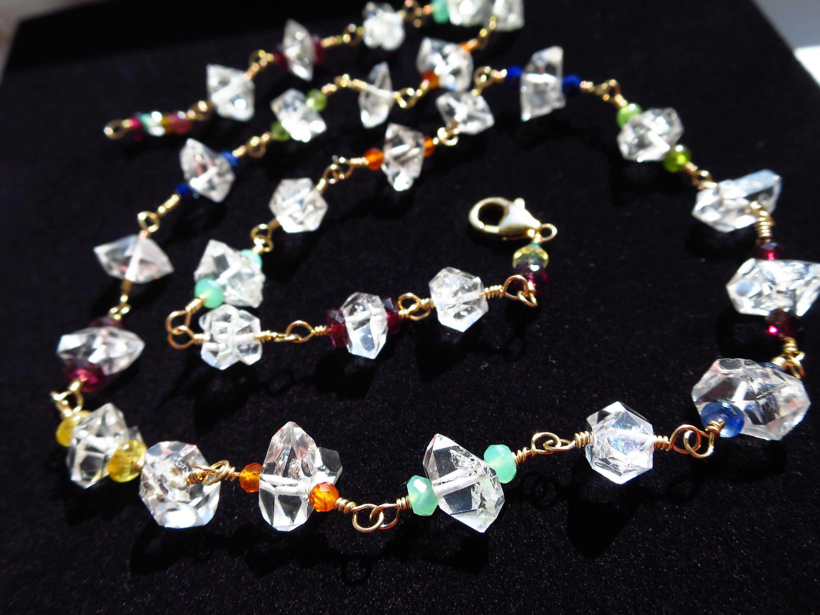 bunte Herkimer Diamant Rosenkranz Kette Bergkristall