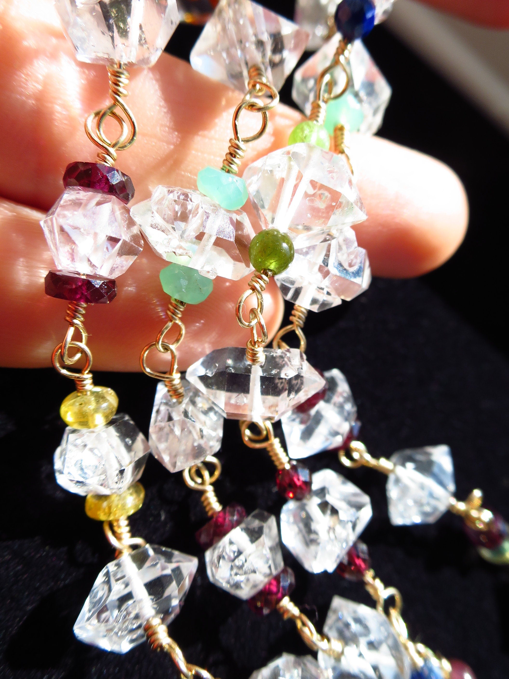 bunte Herkimer Diamant Rosenkranz Kette Bergkristall