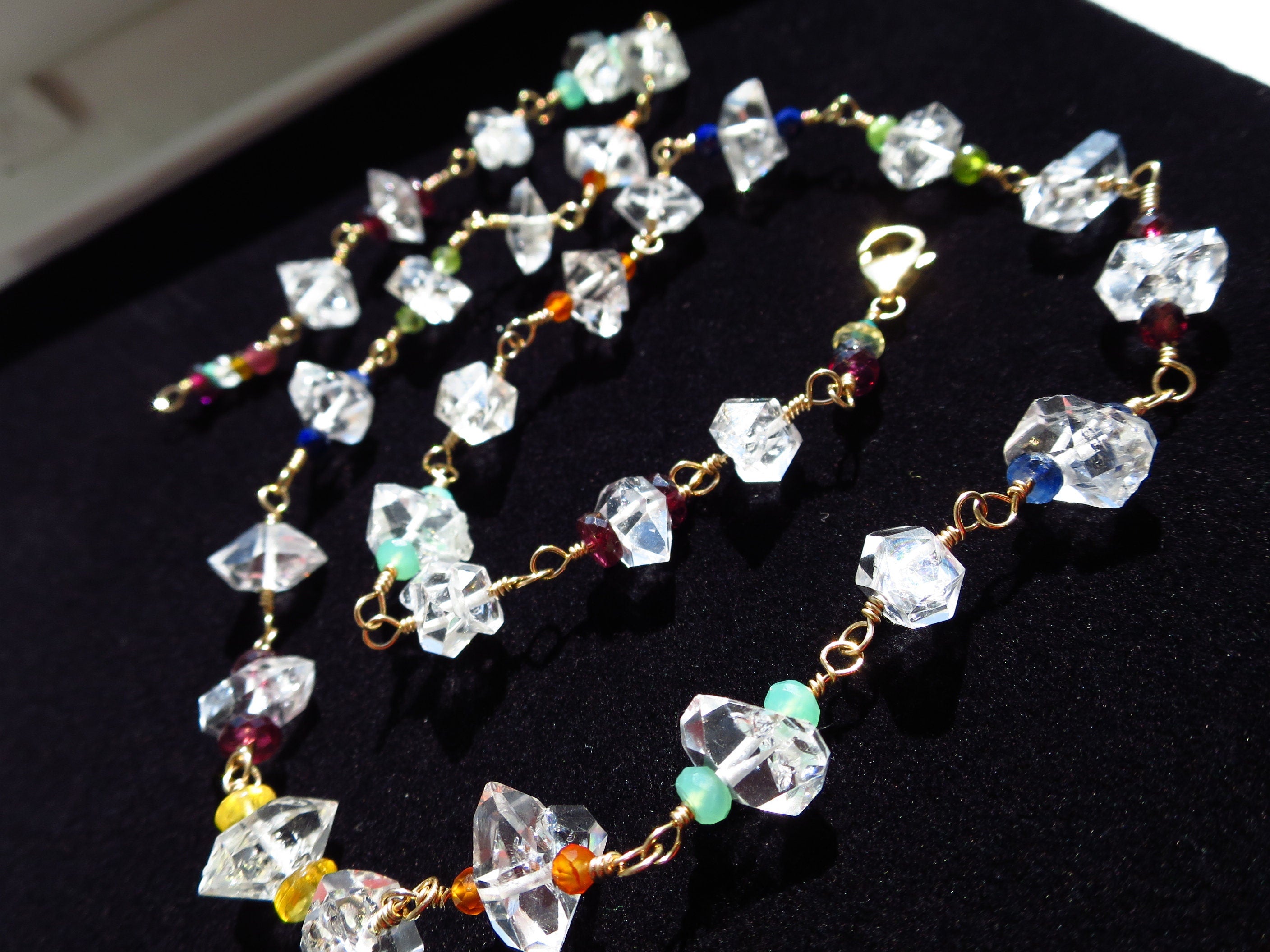 bunte Herkimer Diamant Rosenkranz Kette Bergkristall