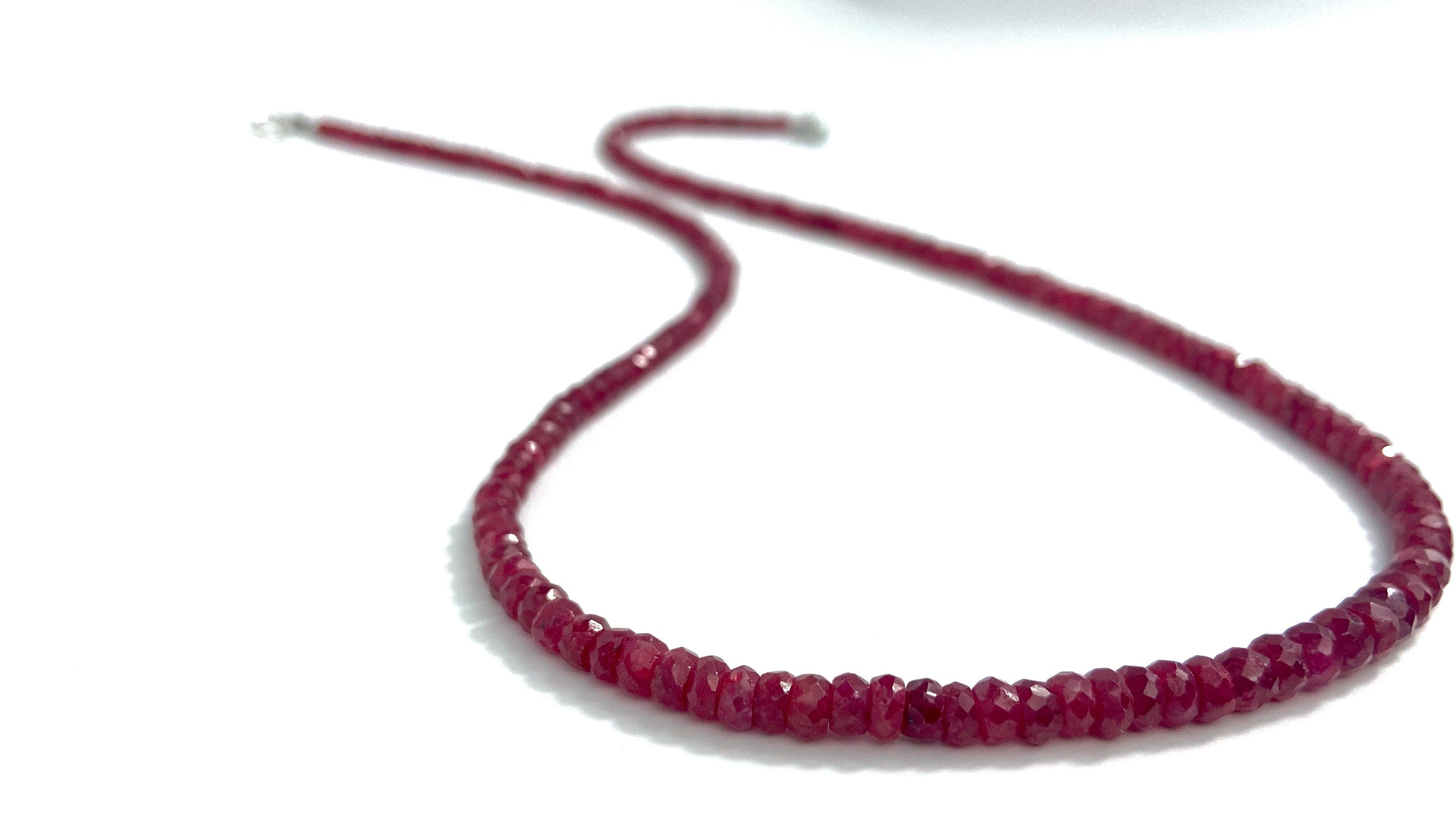Rote Rubin Kette facettiert natürlich und unbehandelt
