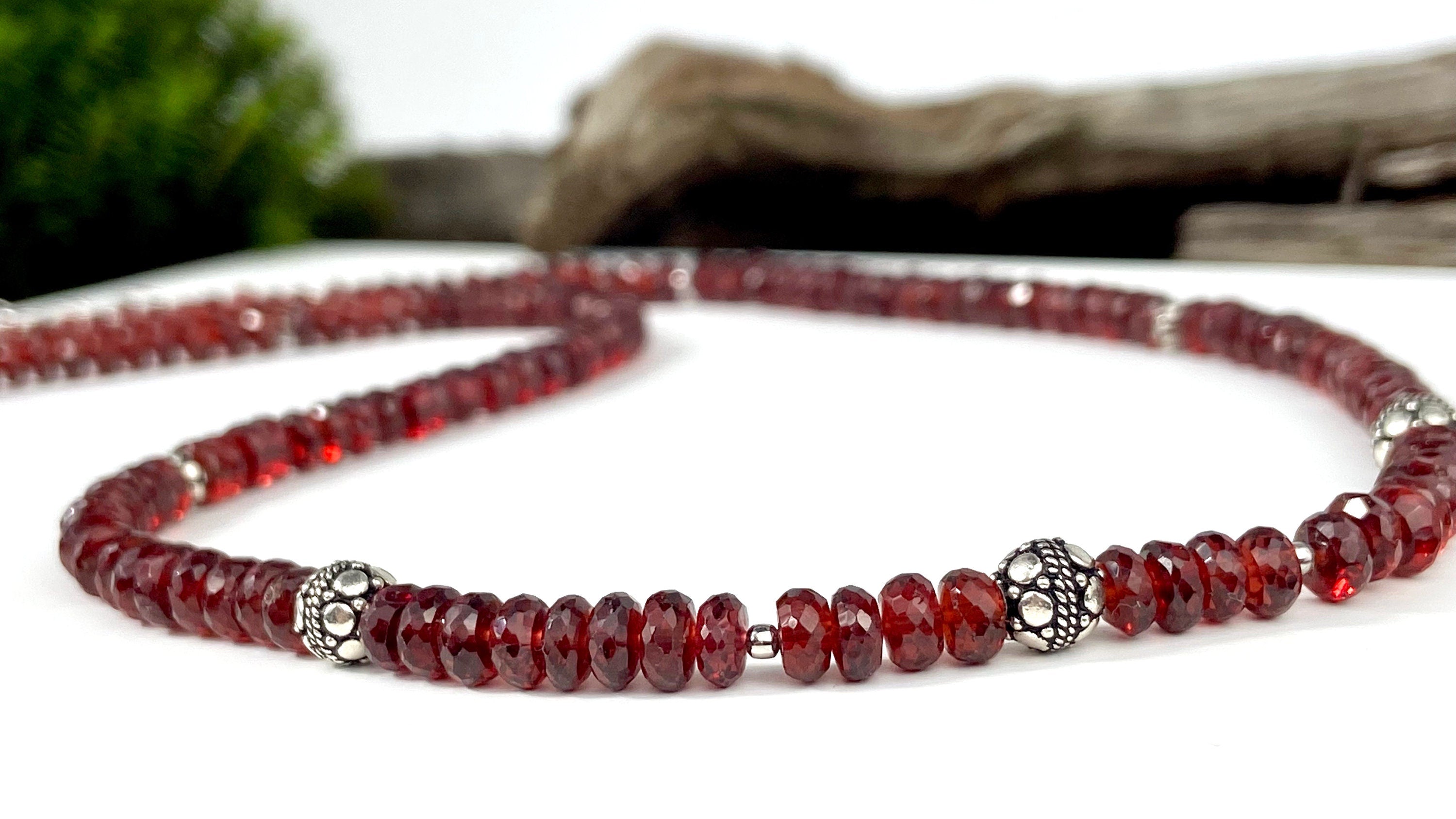 Rote Mosambik Granat Kette mit Verlängerungskette