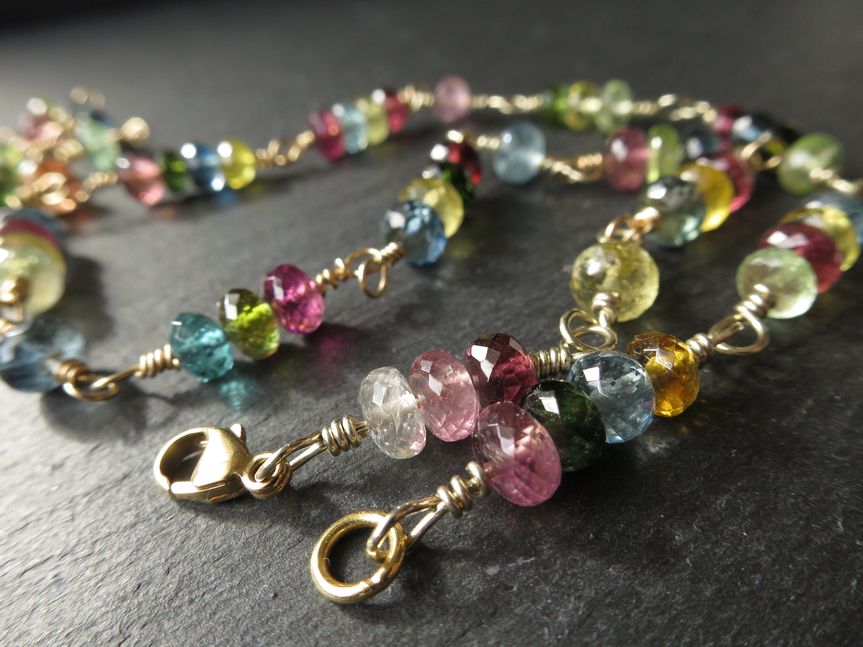 Turmalin Kette Turmalin bunt aus solid 9kt Gold