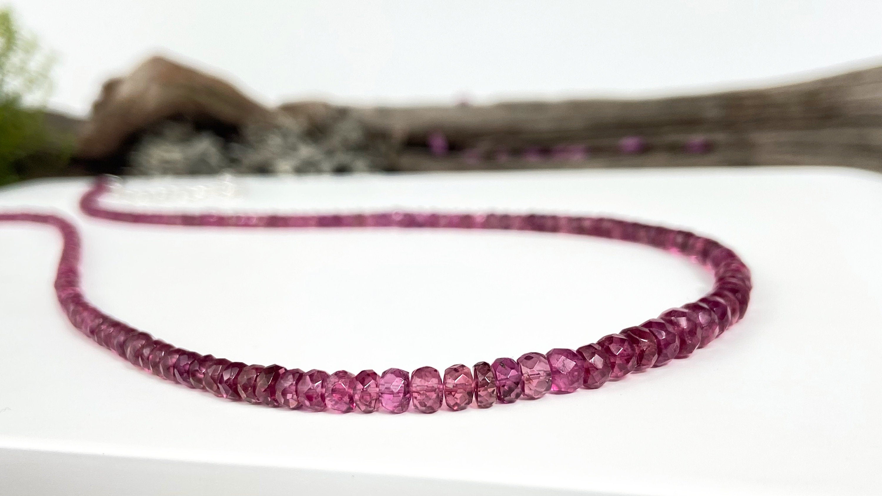 Pink Turmalin Kette Silber Rubellit Edelstein Halskette