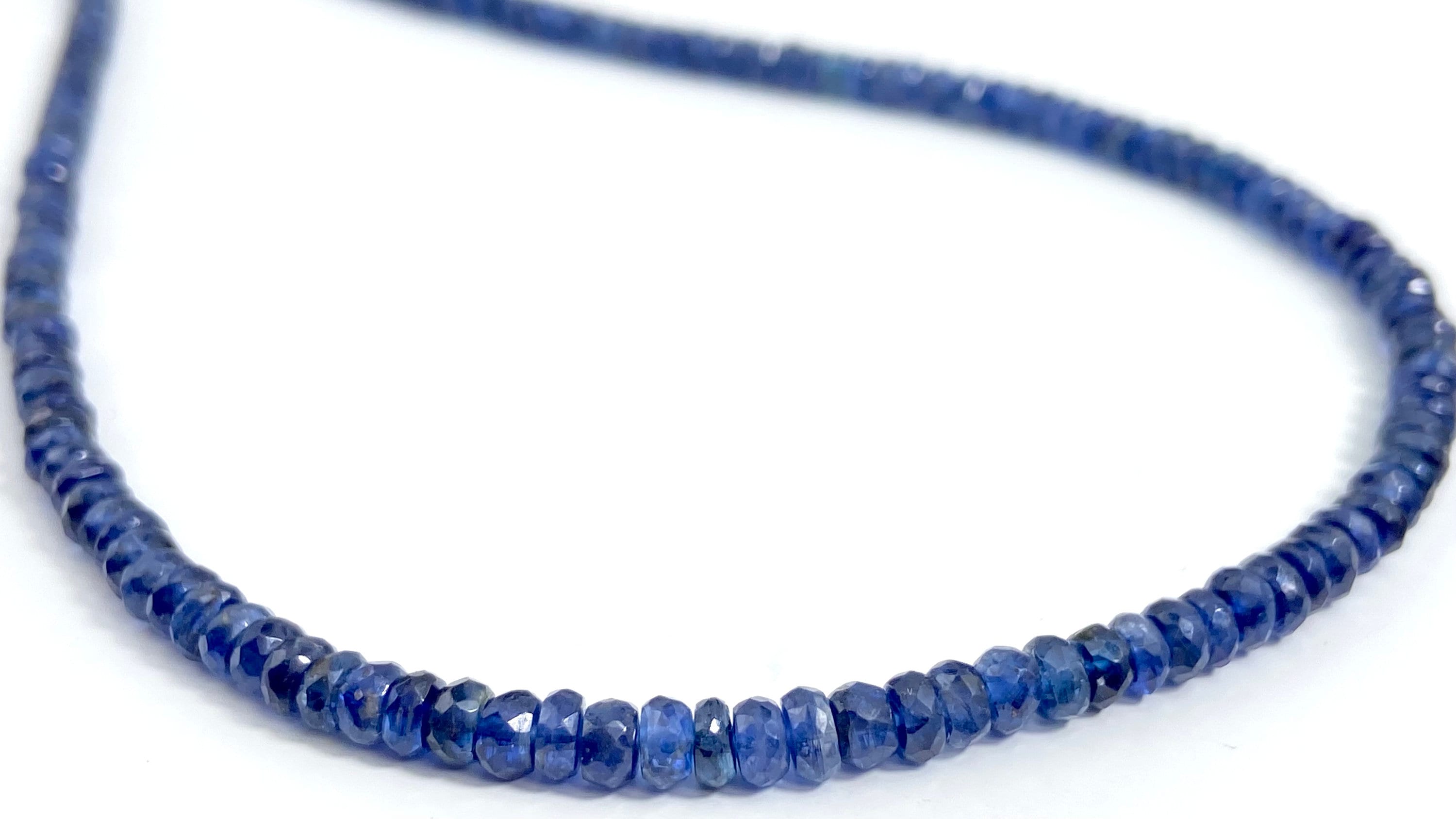 Blaue Saphir Kette facettiert natürlich und unbehandelt 44 cm