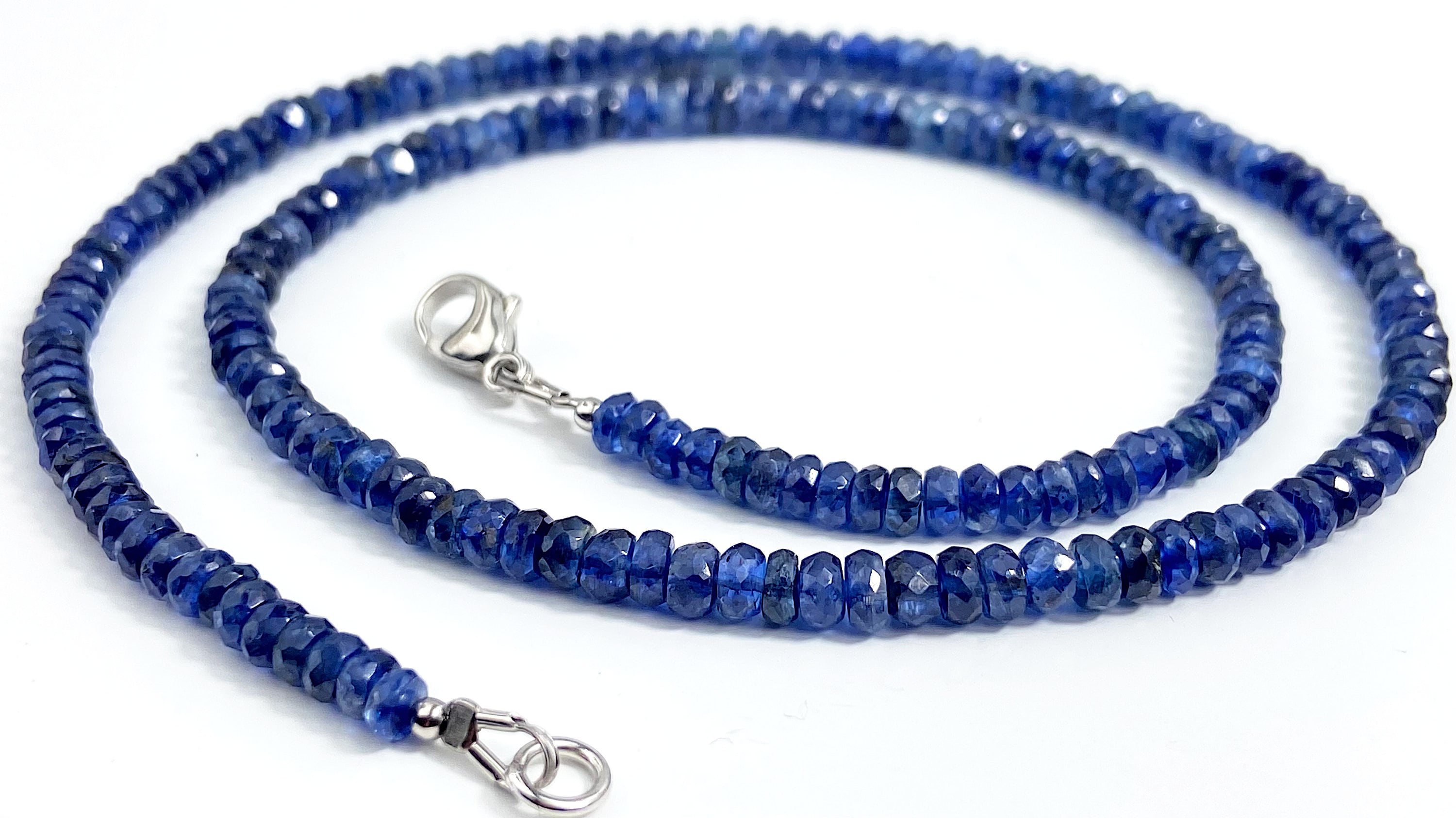Blaue Saphir Kette facettiert natürlich und unbehandelt 44 cm