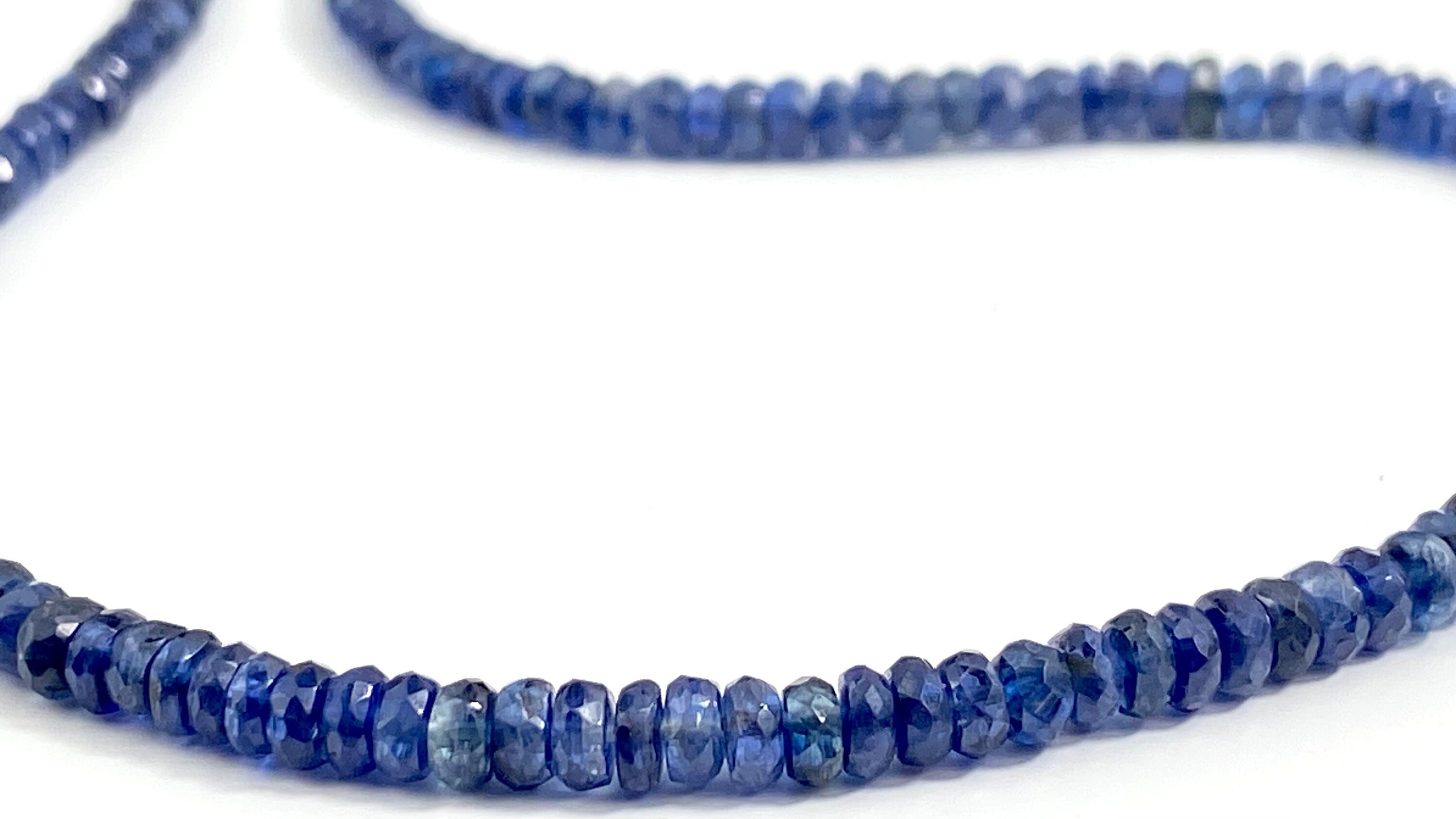 Blaue Saphir Kette facettiert 43 cm natürlich und unbehandelt