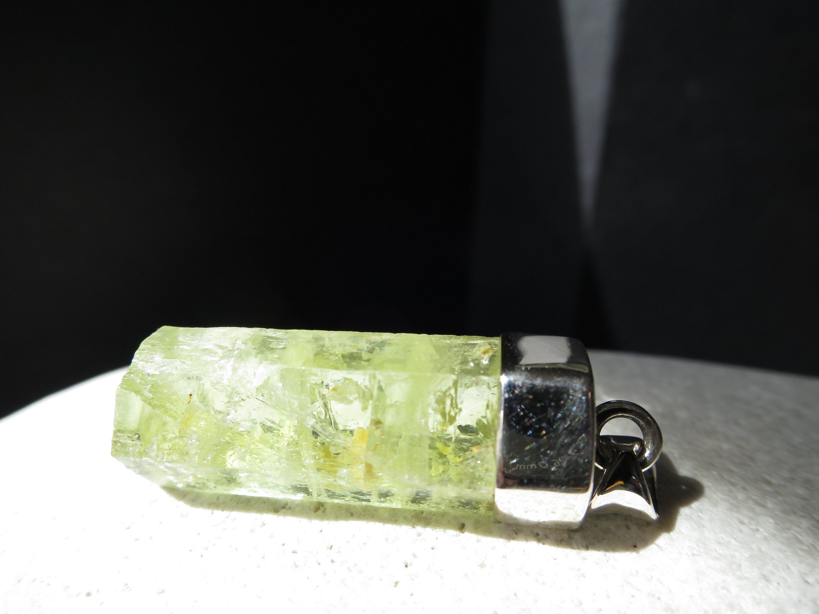 Heliodor Kristall Anhänger in 925 Silber Aquamarin gelb