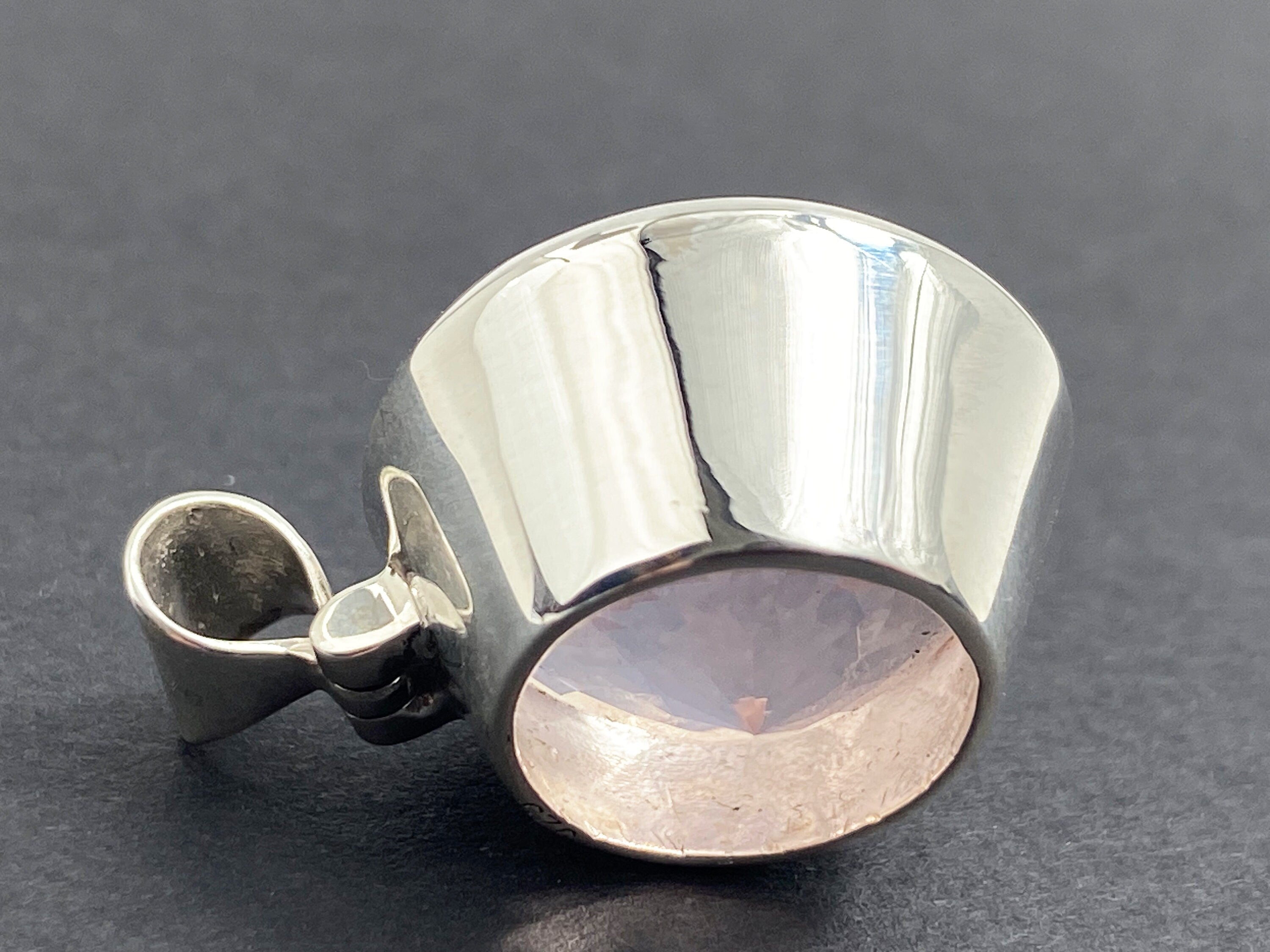 Rosenquarz Anhänger in Silber rosa Edelsteinanhänger