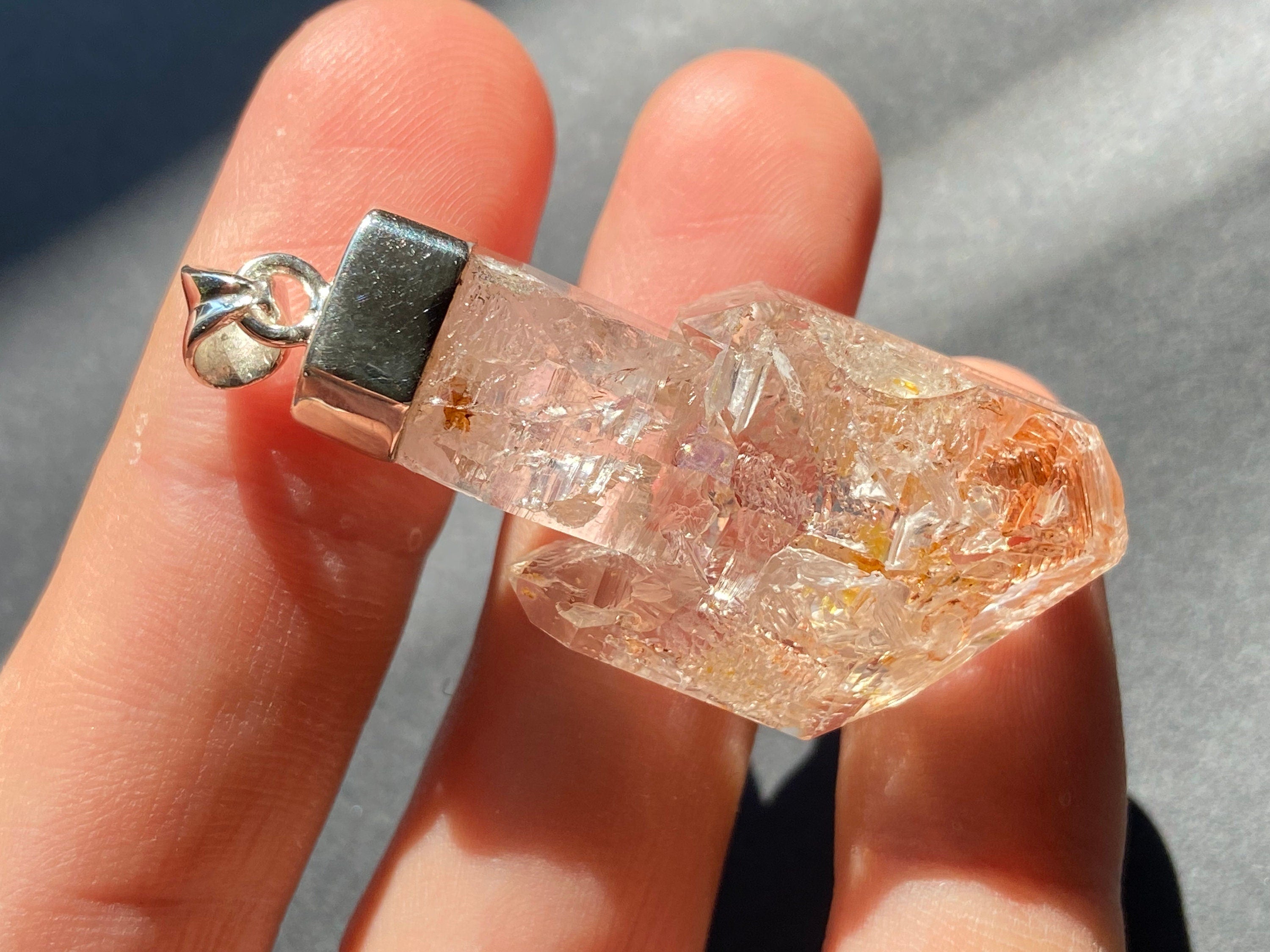 Firefly Petroleum Zepter Quarz Anhänger 925 Silber