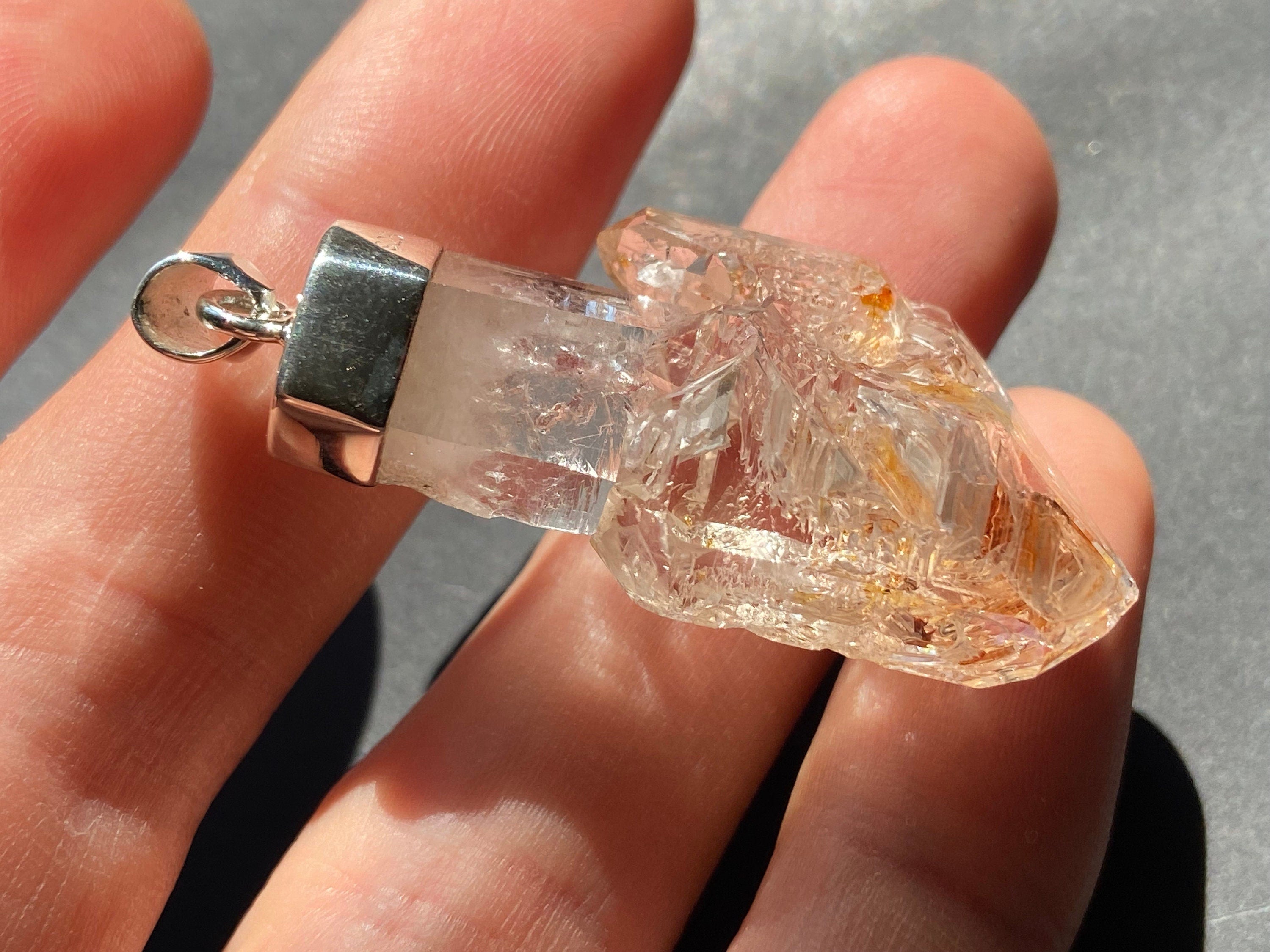 Firefly Petroleum Zepter Quarz Anhänger 925 Silber