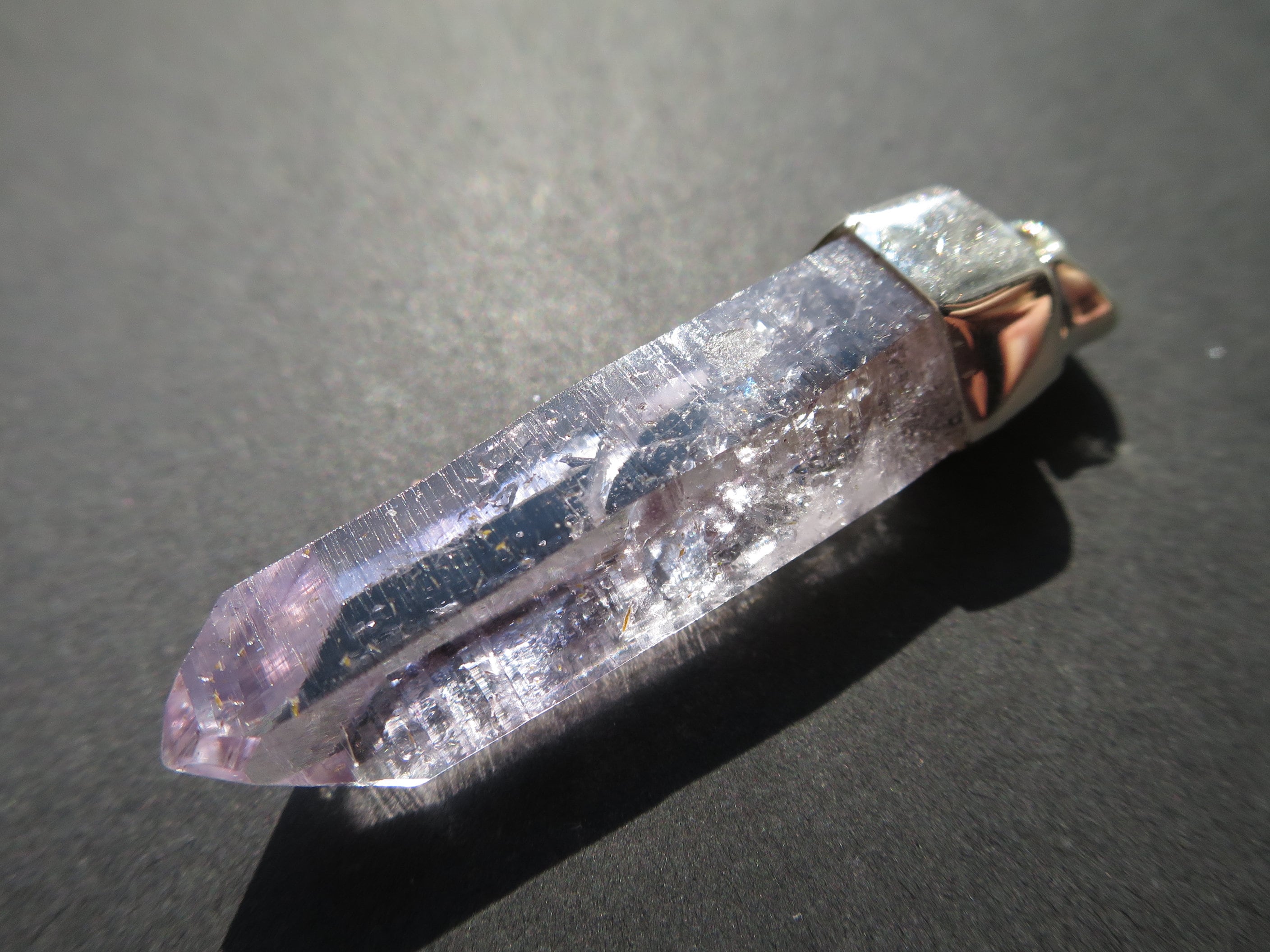 Kristall Anhänger Silber Namibia Natur Kristall Brandberg Afrika zart lila Kristall Spitze Kettenanhänger Silber Amethyst Anhänger Silber