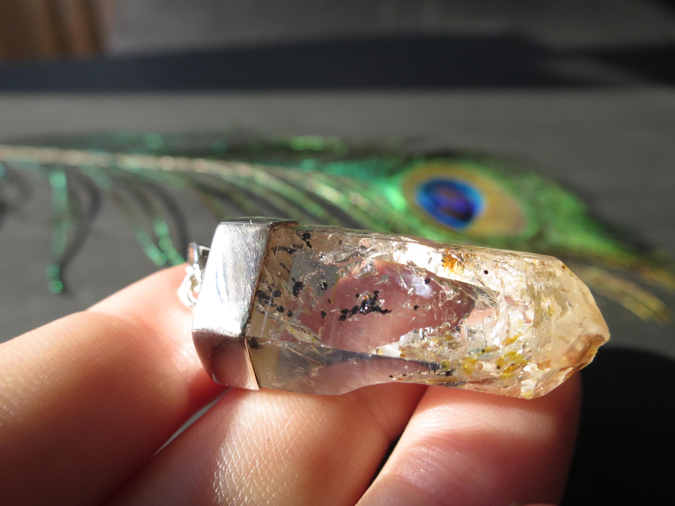 Firefly Petroleum Quarz Spitze mit 925 Silber 43mm