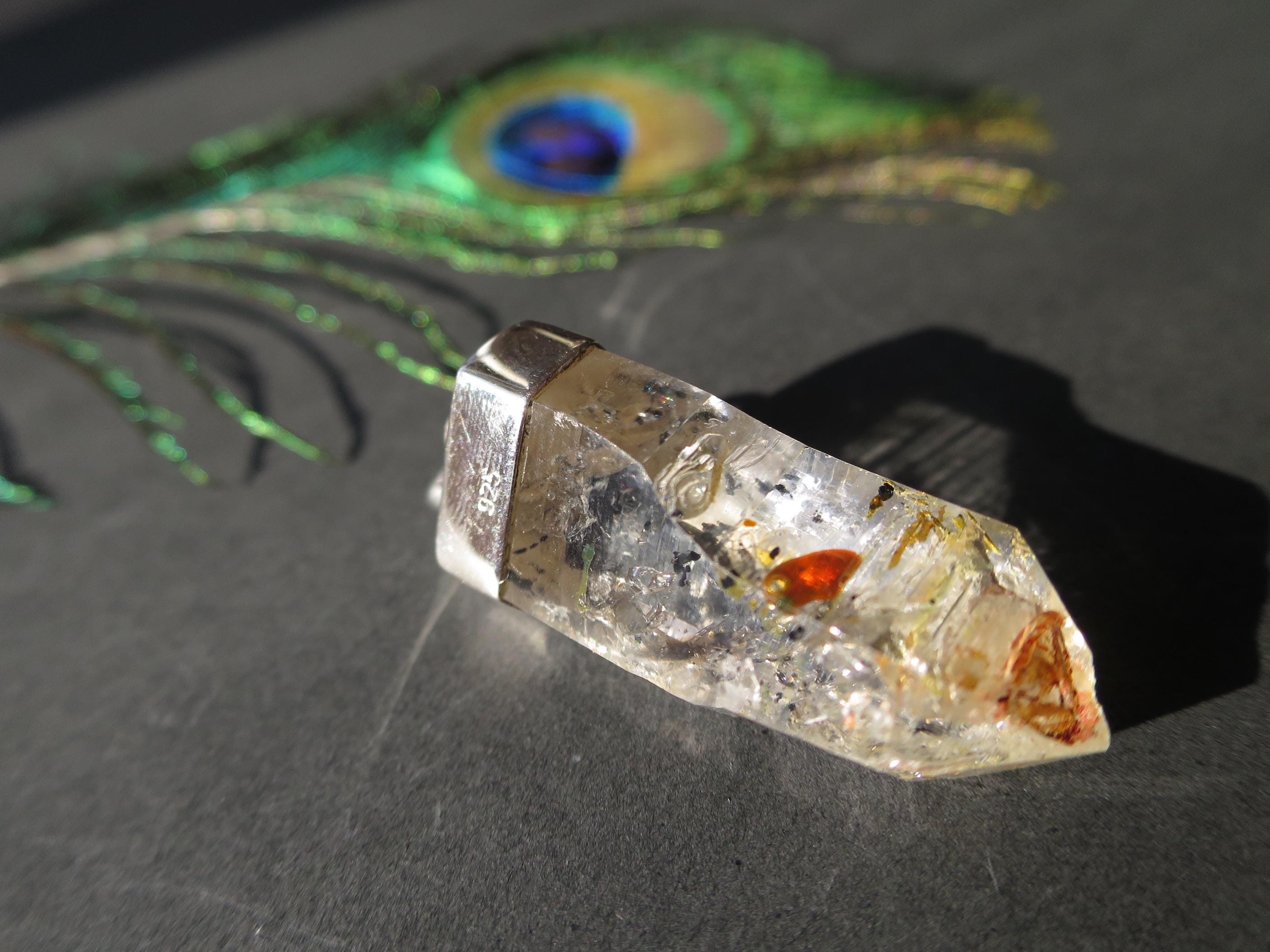 Firefly Petroleum Quarz Spitze mit 925 Silber 43mm