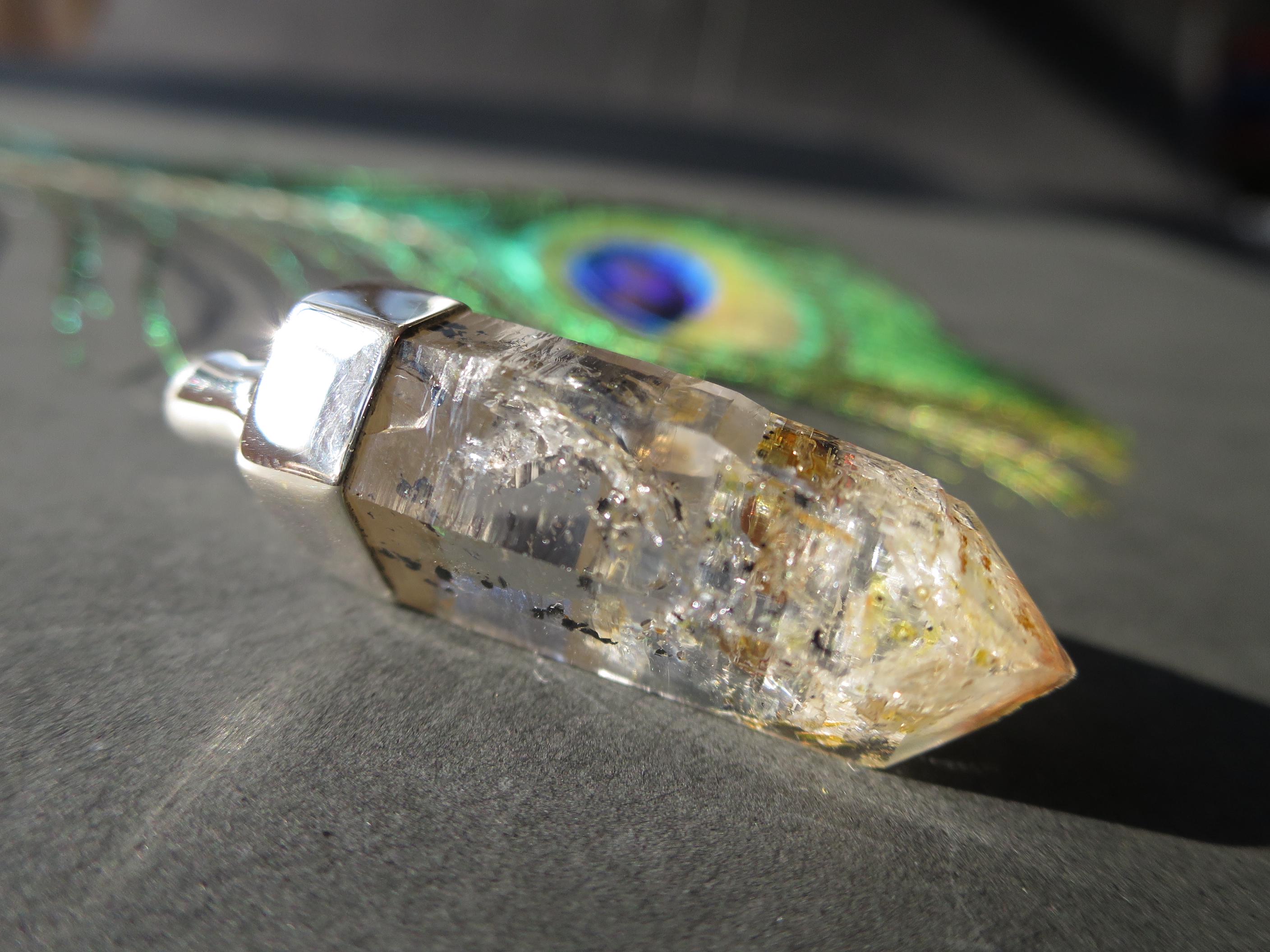 Firefly Petroleum Quarz Spitze mit 925 Silber 43mm