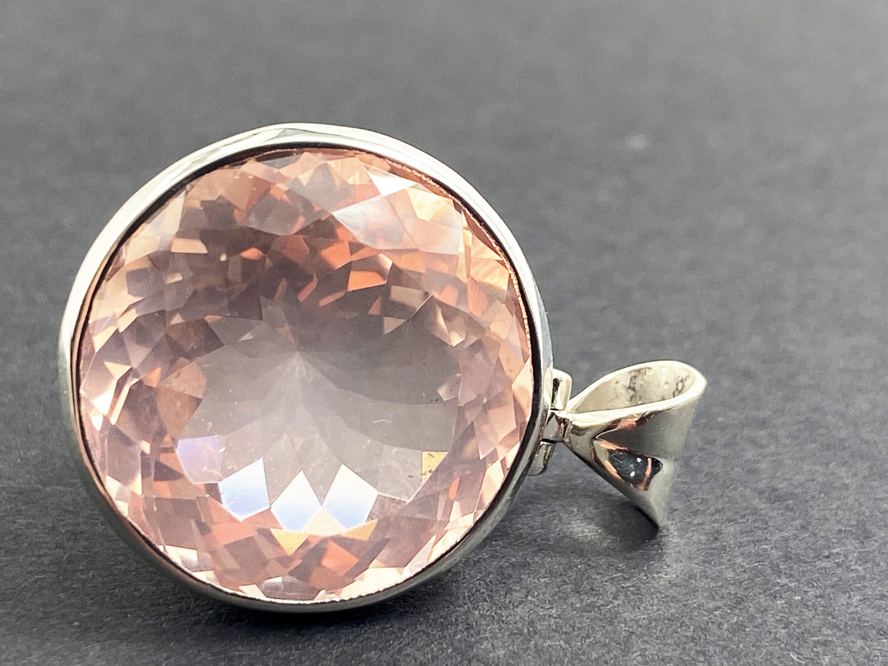 Rosenquarz Anhänger in Silber rosa Edelsteinanhänger