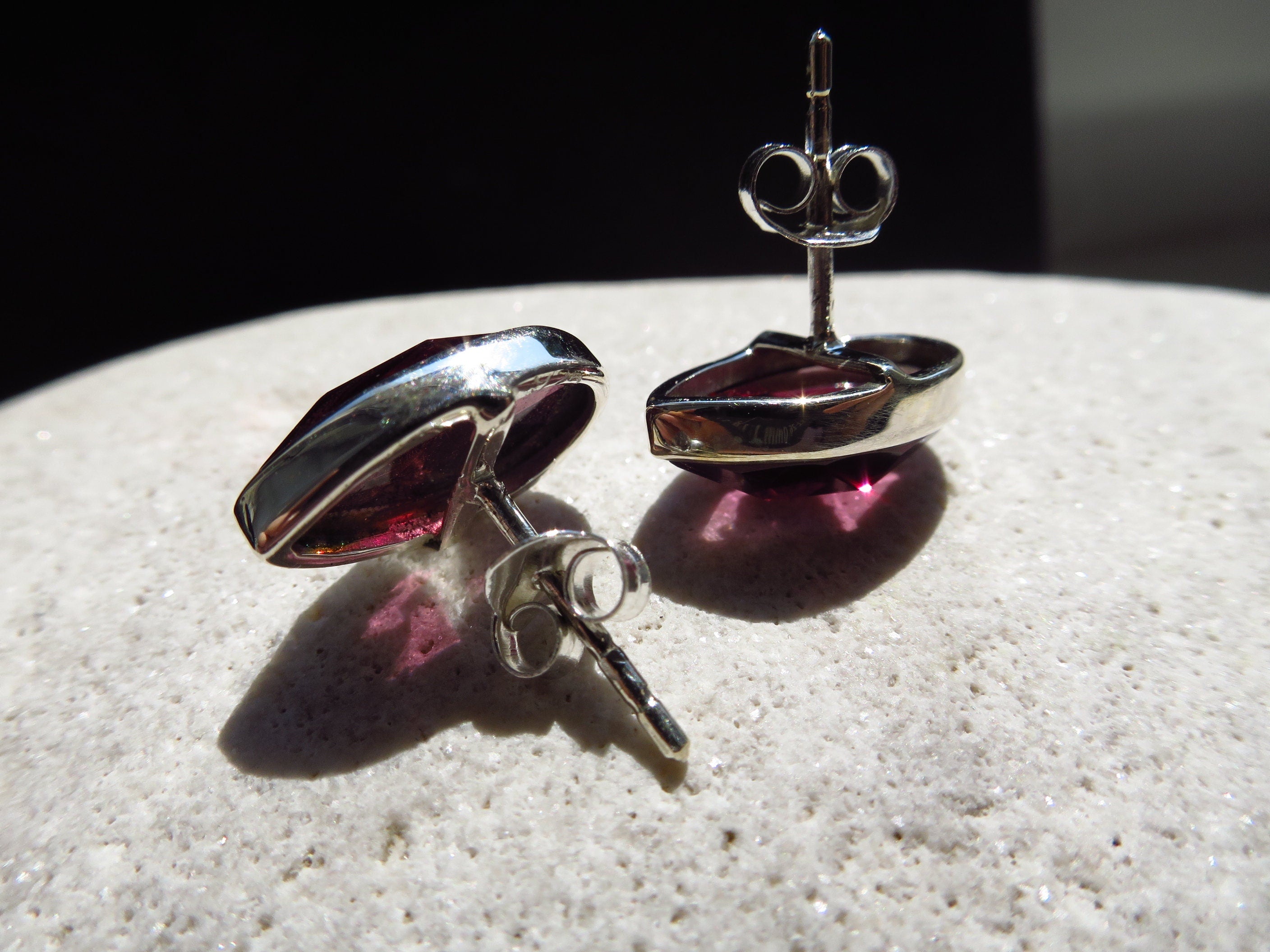 Granat Silber Ohrringe Ohrstecker Rose cut Mosambik 2