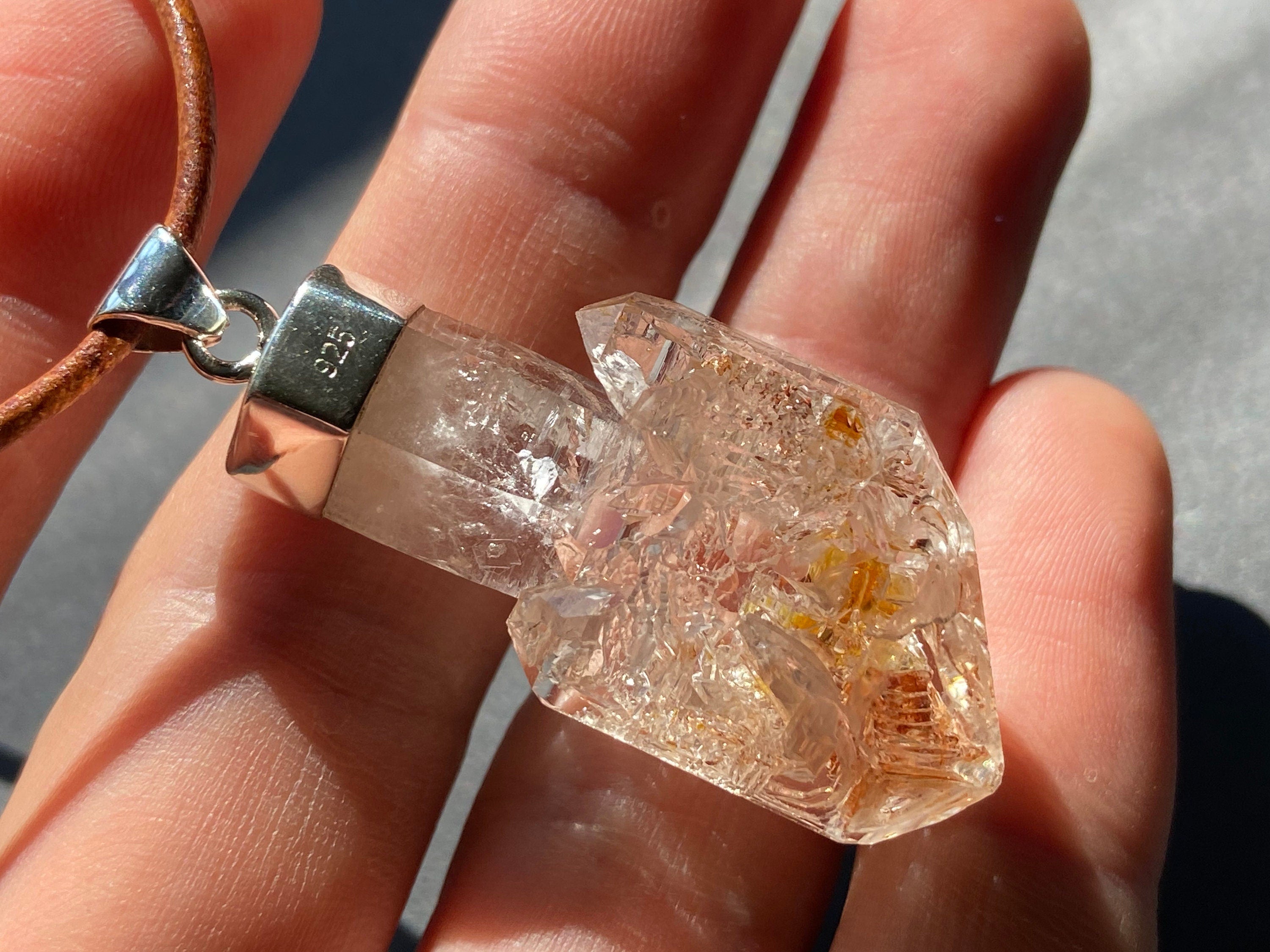 Firefly Petroleum Zepter Quarz Anhänger 925 Silber