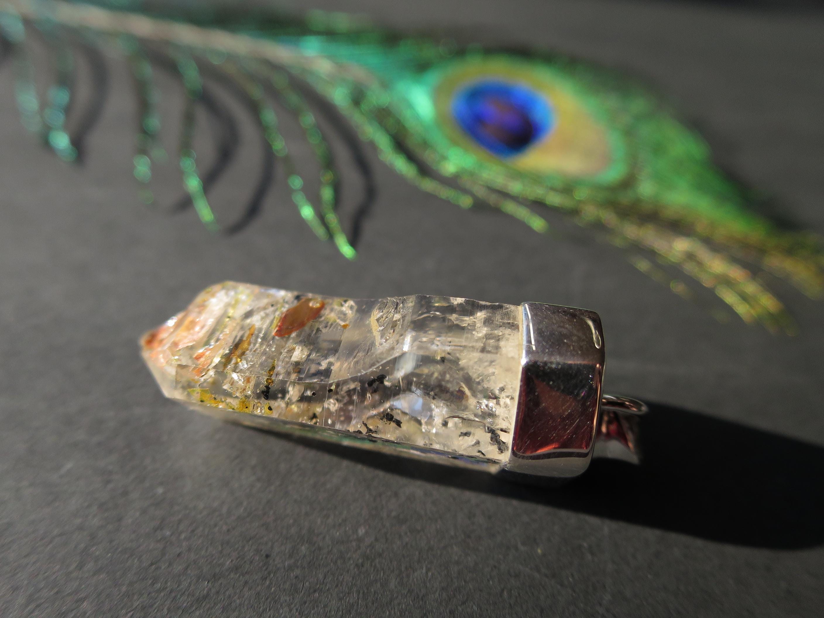 Firefly Petroleum Quarz Spitze mit 925 Silber 43mm