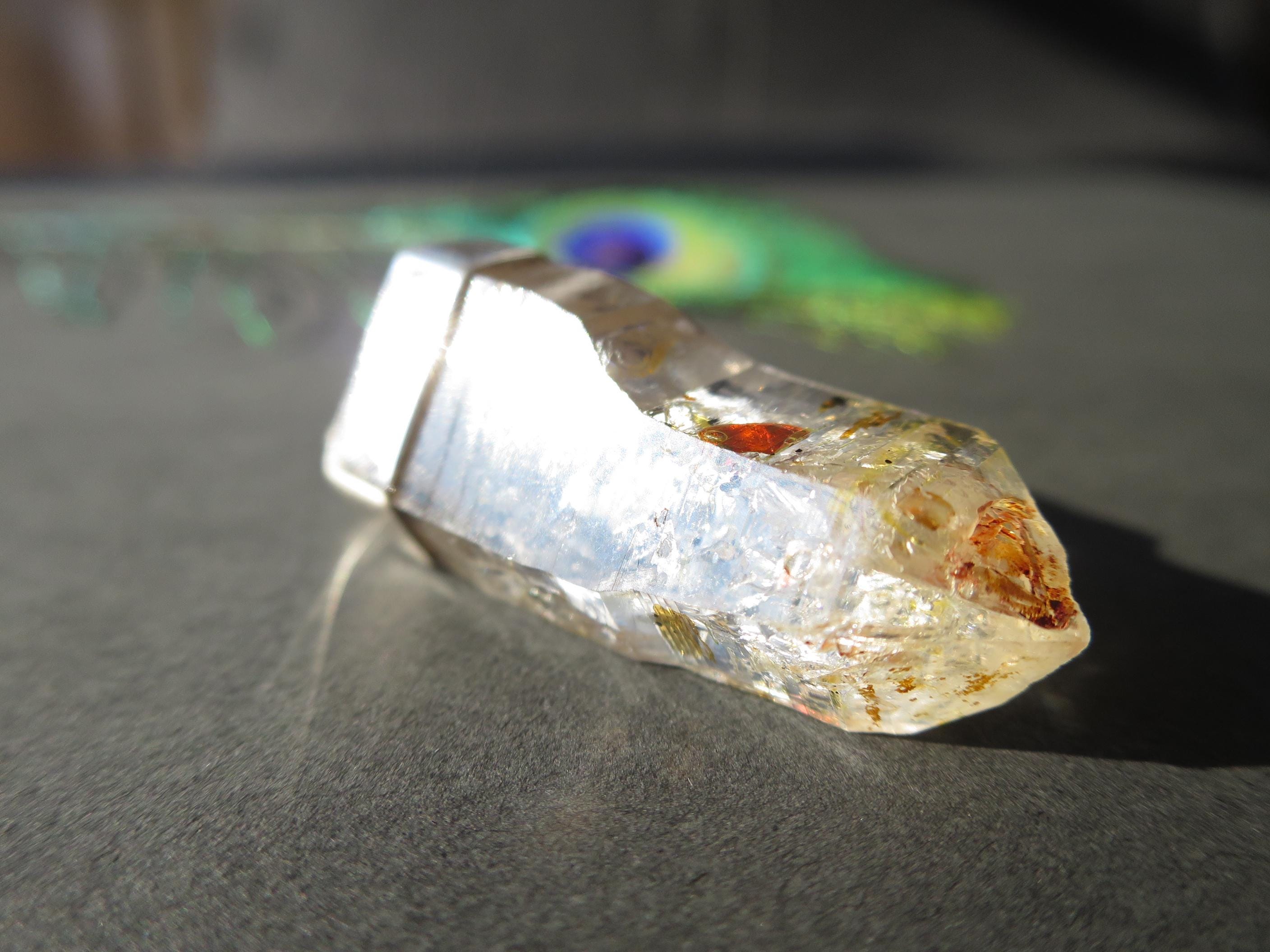 Firefly Petroleum Quarz Spitze mit 925 Silber 43mm