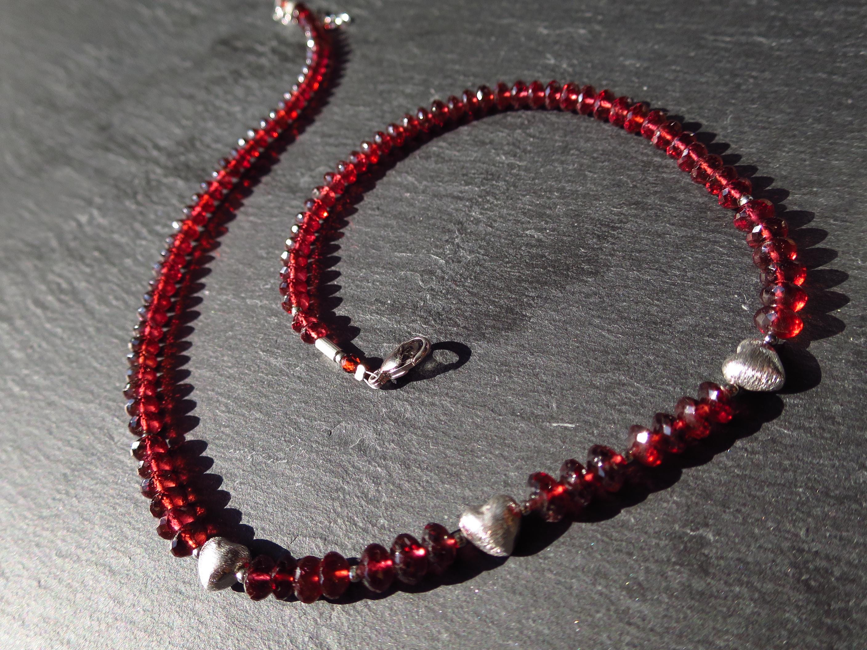 Mosambik Granat Halskette rotes Edelstein Herz Collier