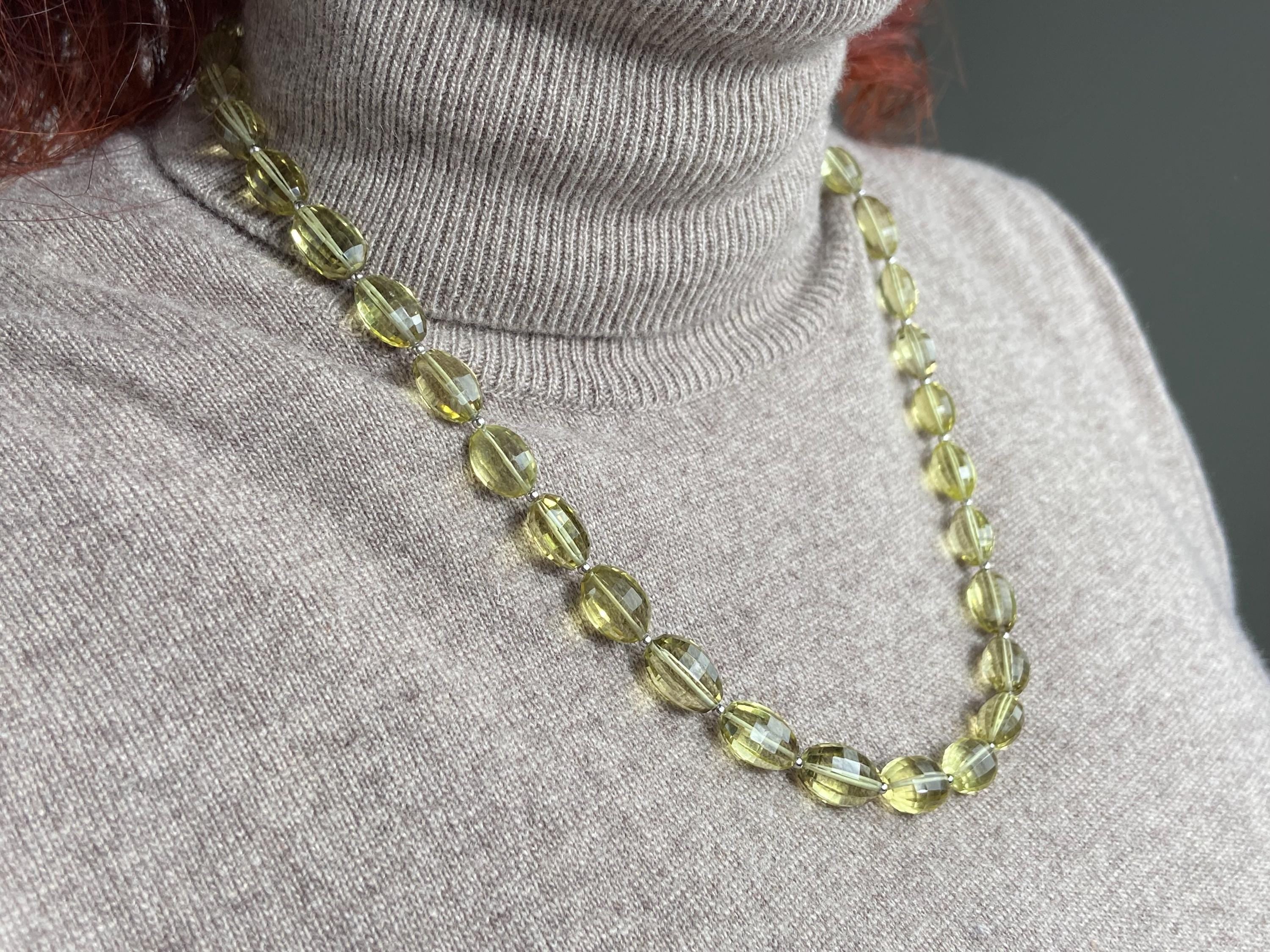 Citrin Kette 45cm plus 6cm Sterling Silber facettiert