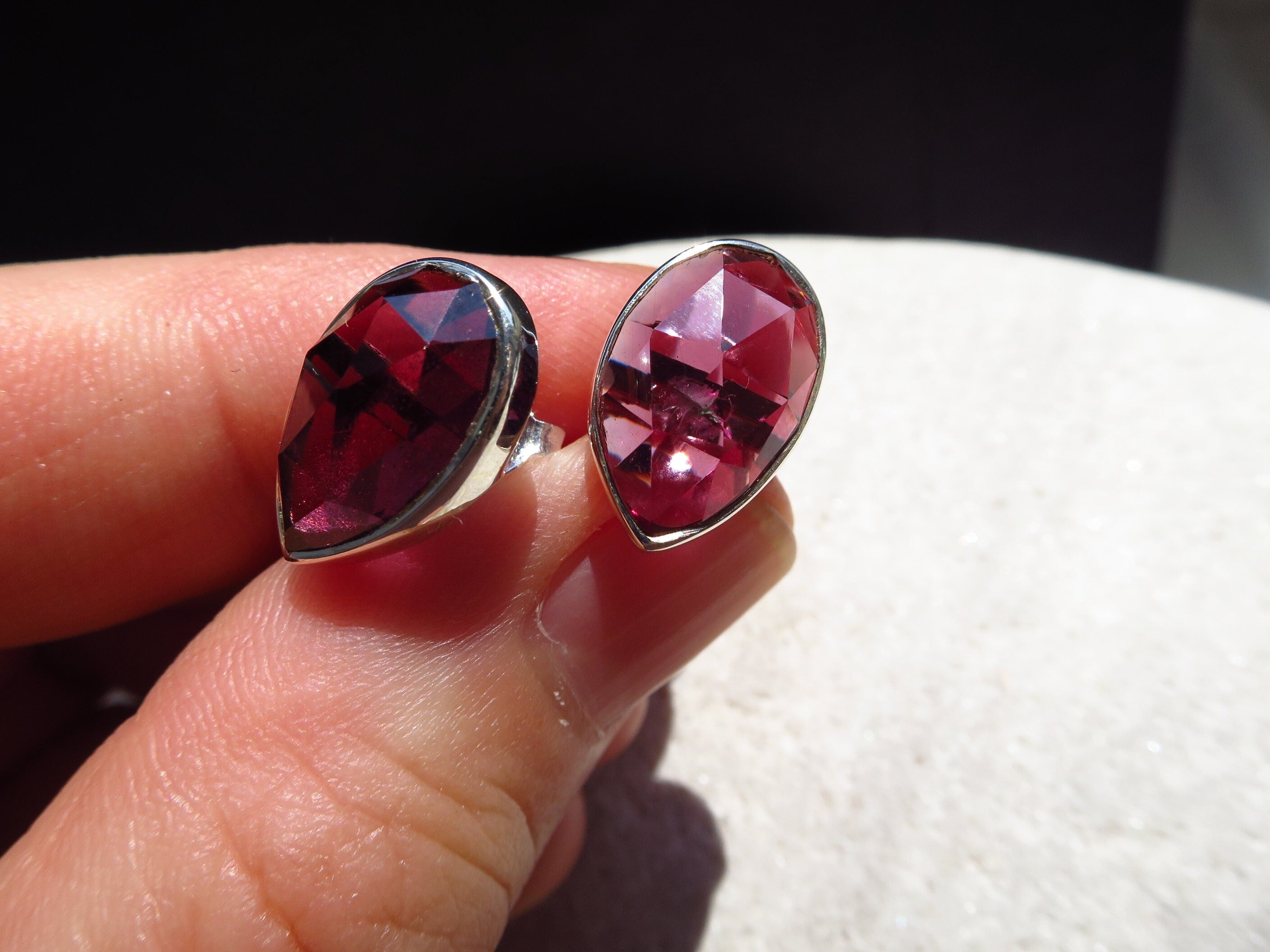 Granat Silber Ohrringe Ohrstecker Rose cut Mosambik 2