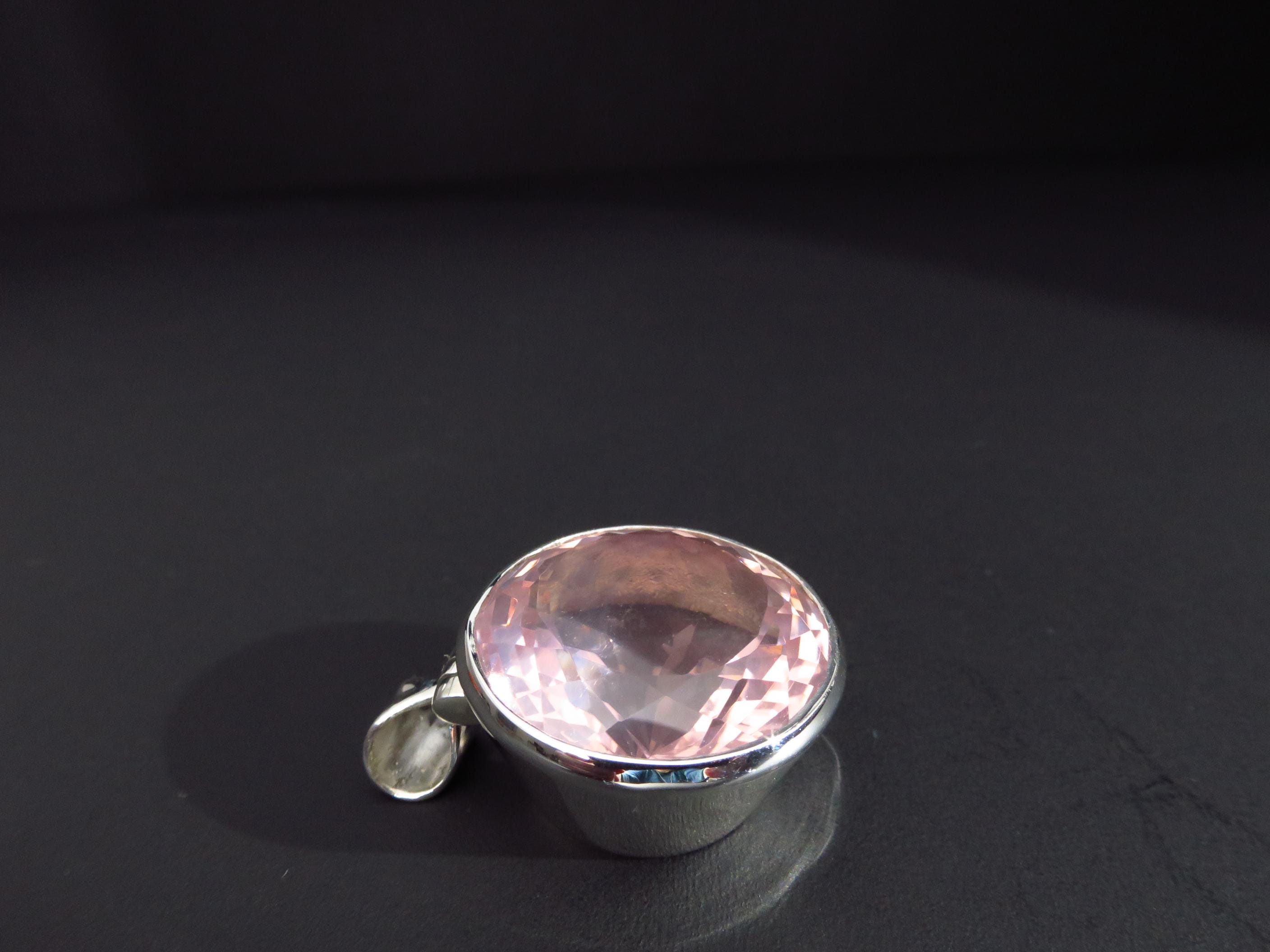 Rosenquarz Anhänger in Silber rosa Edelsteinanhänger