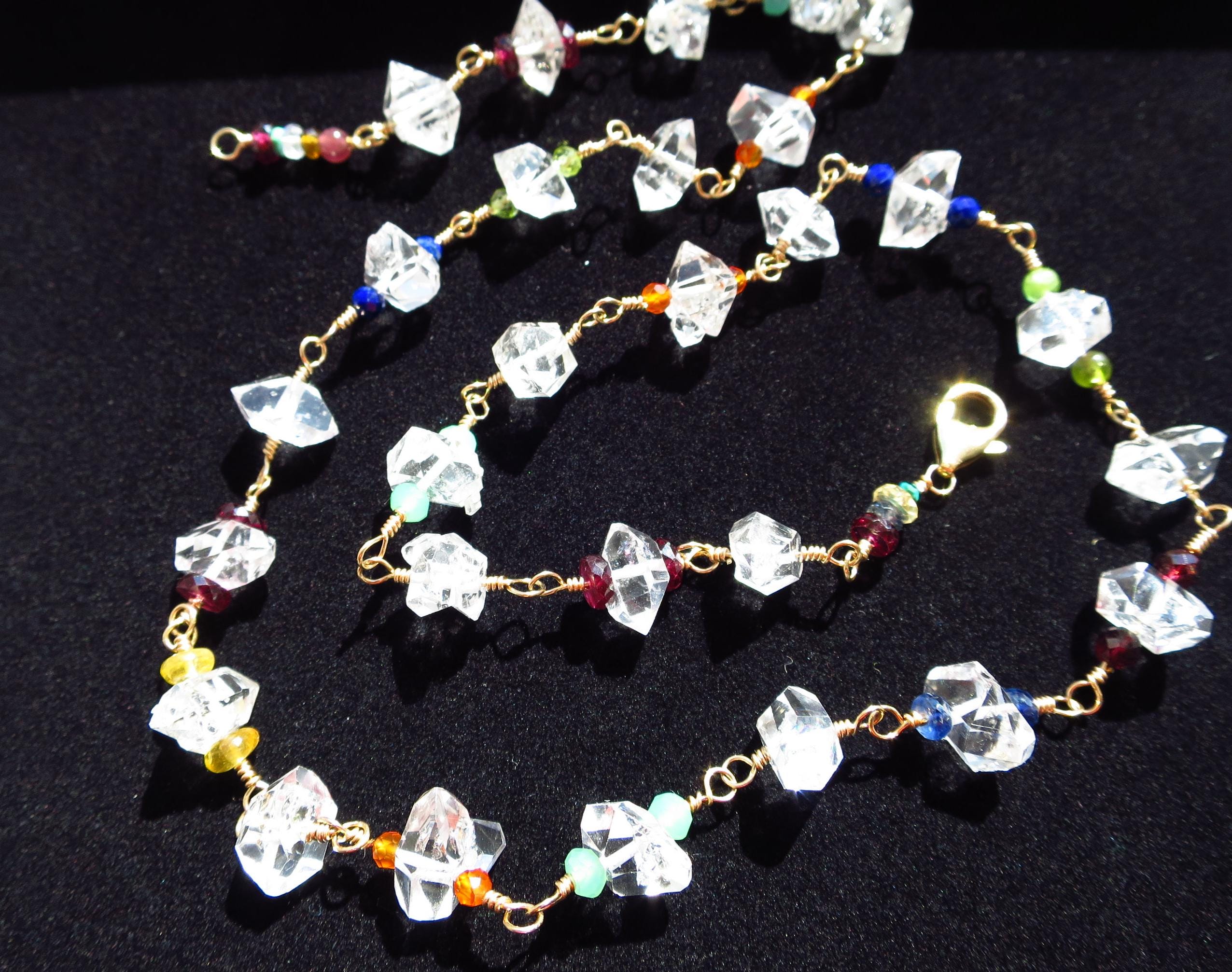 bunte Herkimer Diamant Rosenkranz Kette Bergkristall