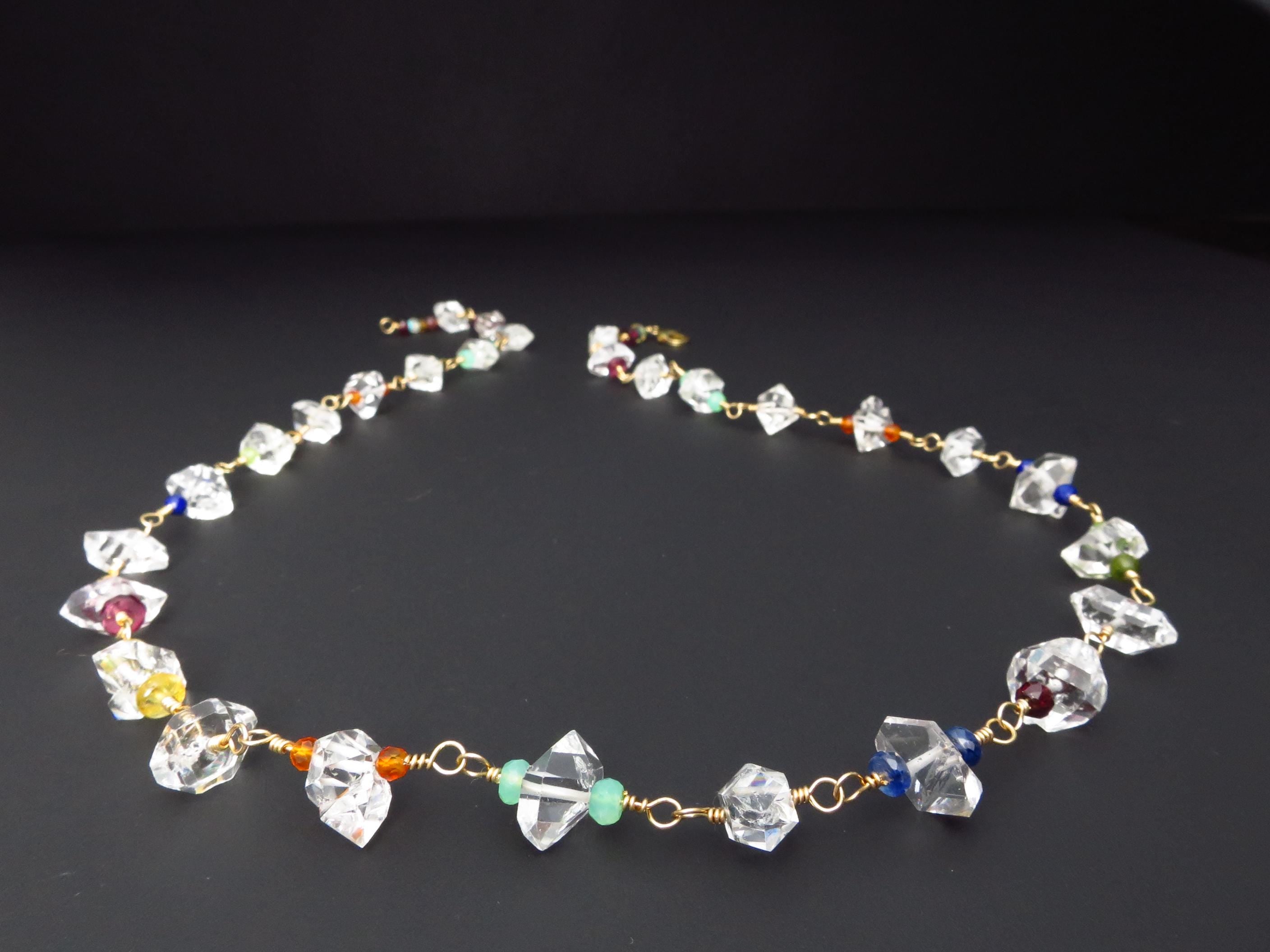 bunte Herkimer Diamant Rosenkranz Kette Bergkristall