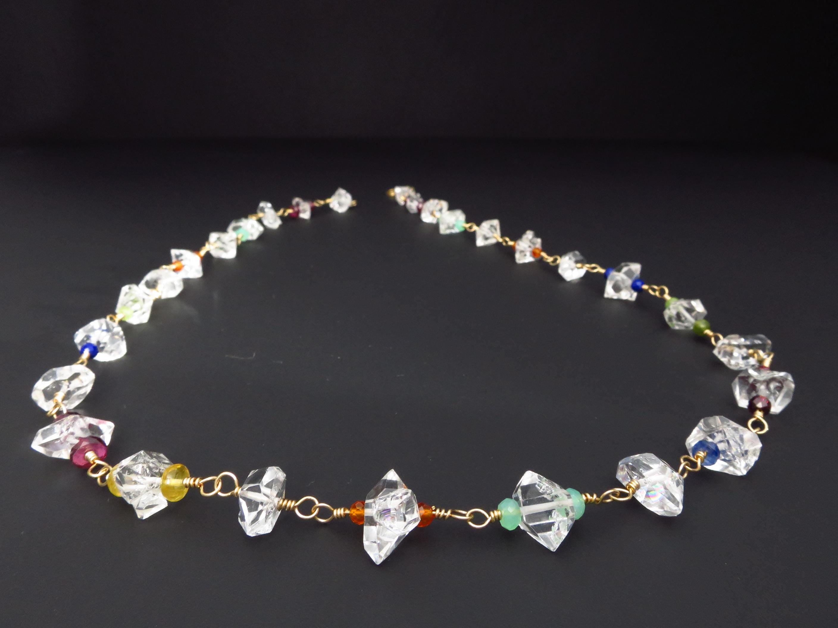 bunte Herkimer Diamant Rosenkranz Kette Bergkristall