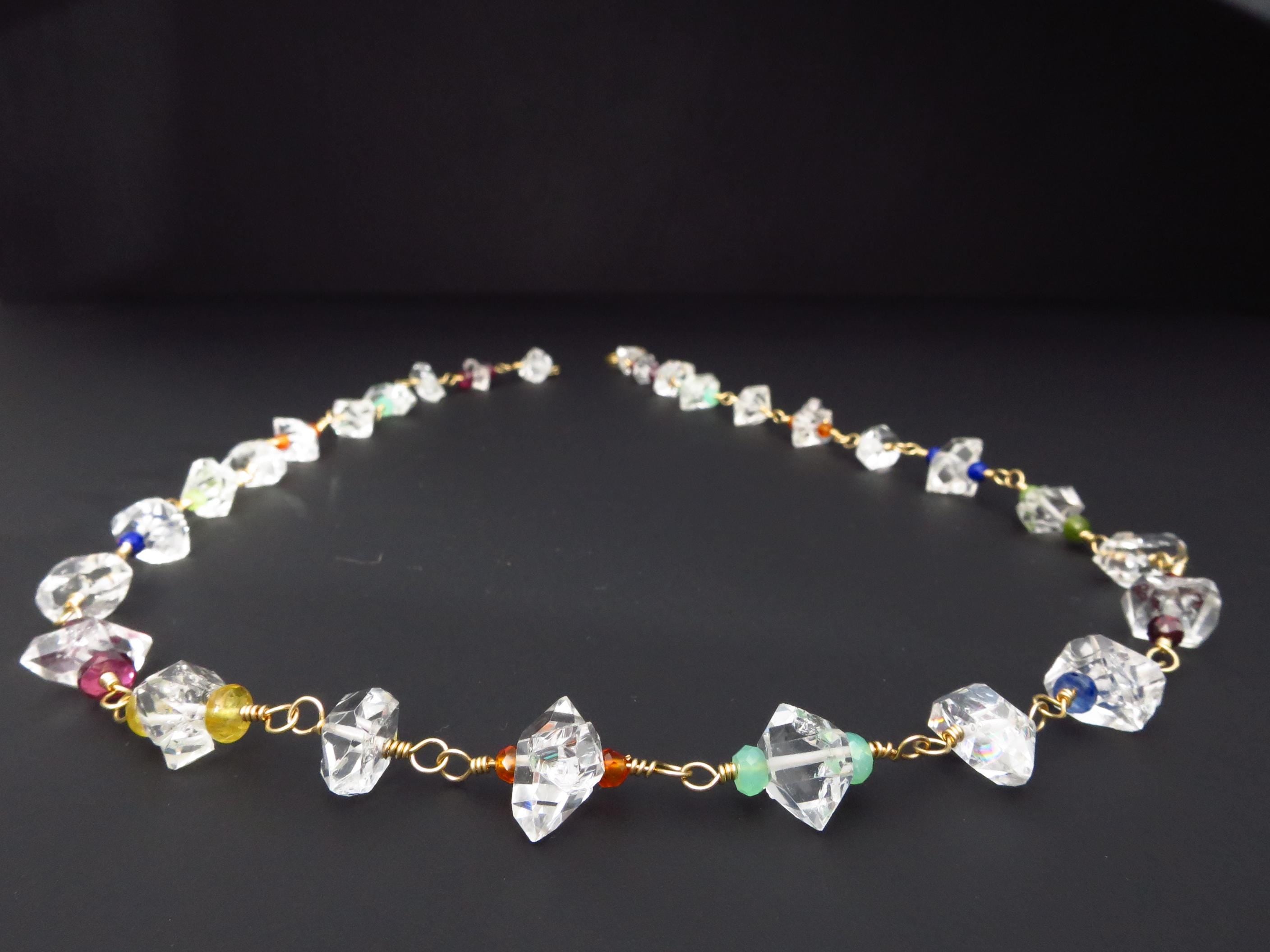 bunte Herkimer Diamant Rosenkranz Kette Bergkristall