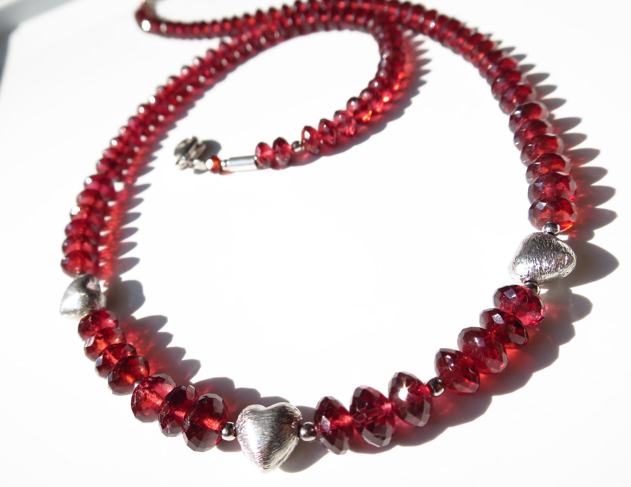 Mosambik Granat Halskette rotes Edelstein Herz Collier