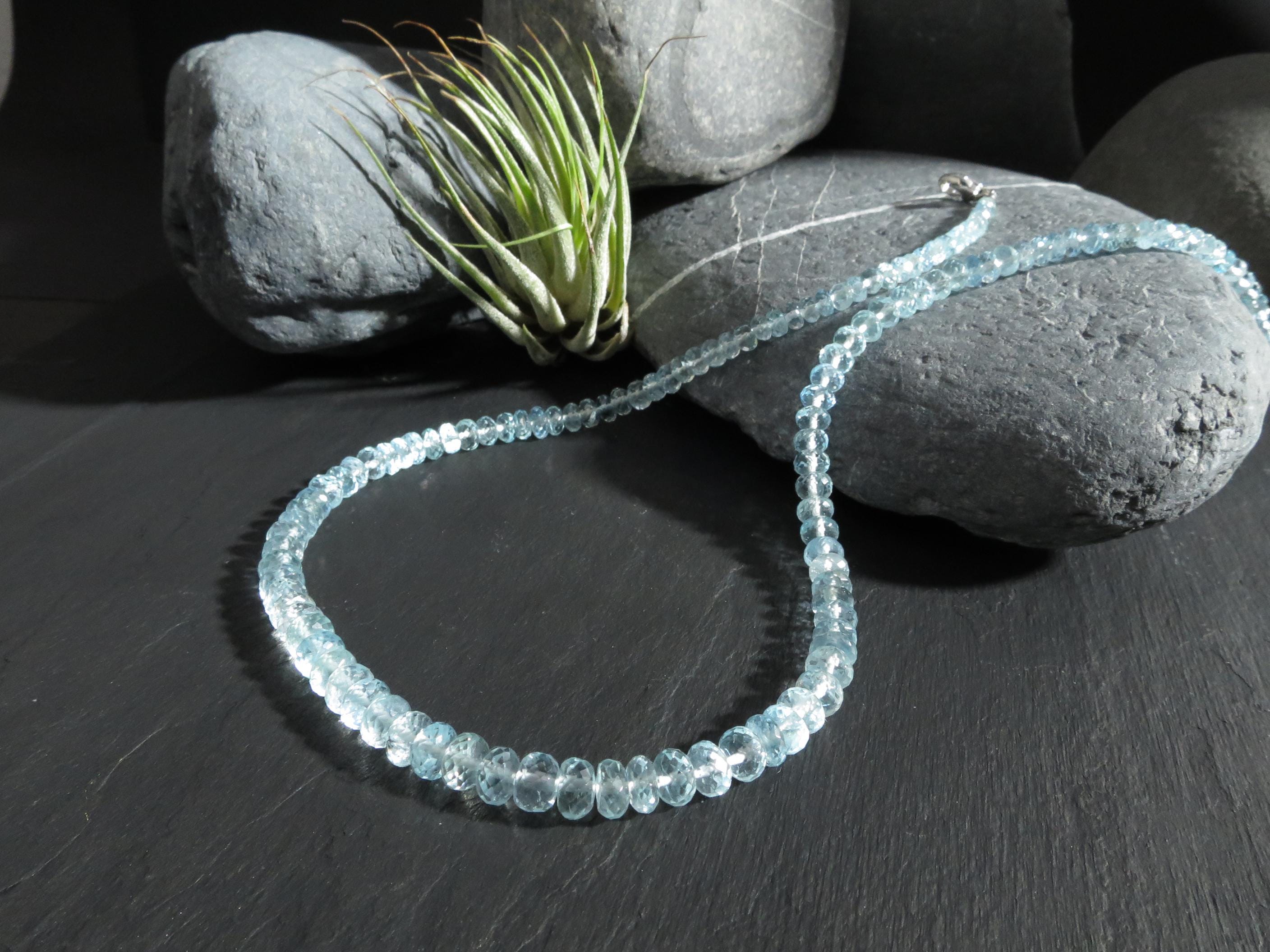 Aquamarin Collier facettiert natur Edelstein Kette