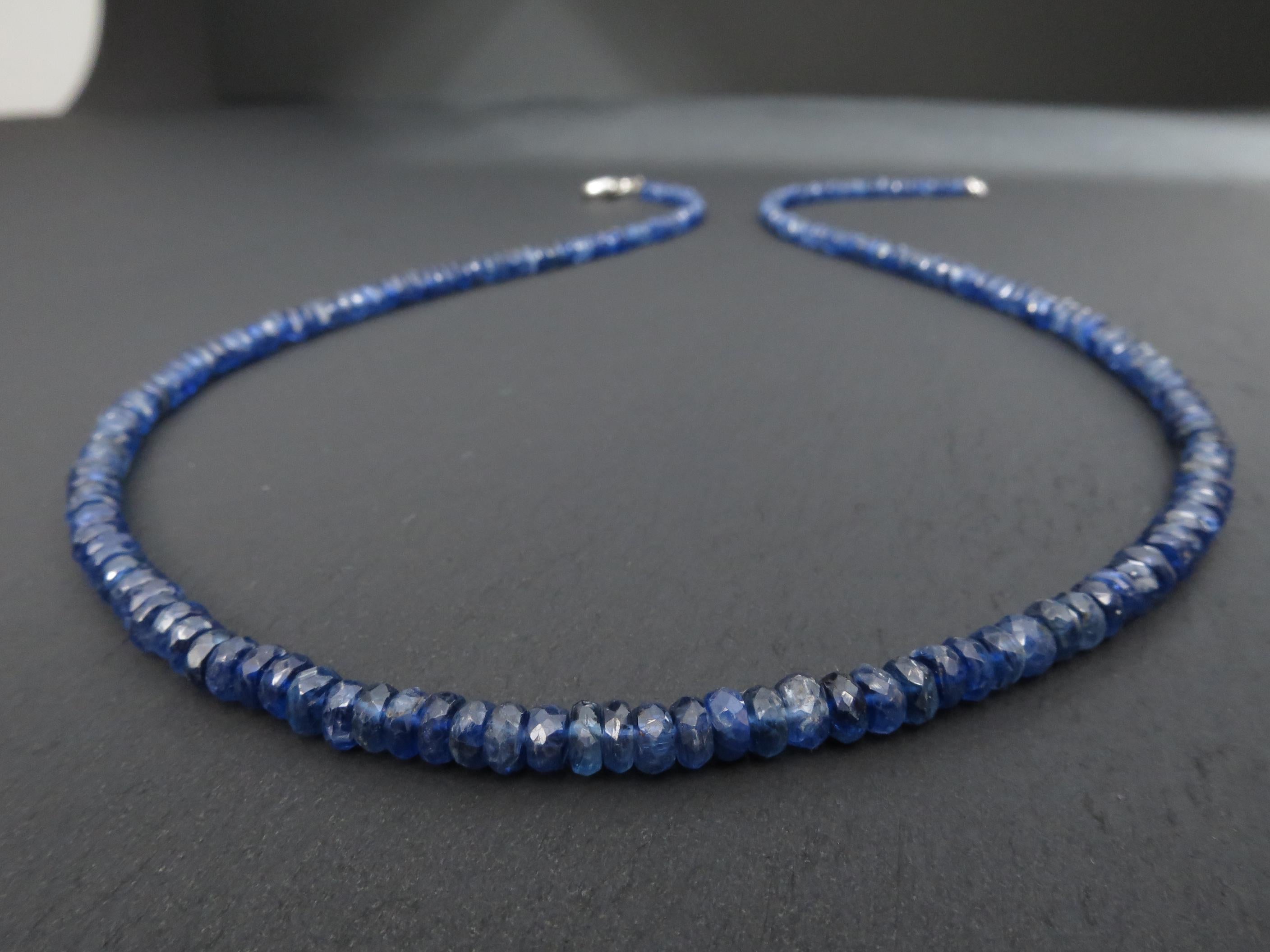 Blaue Saphir Kette facettiert 43 cm natürlich und unbehandelt