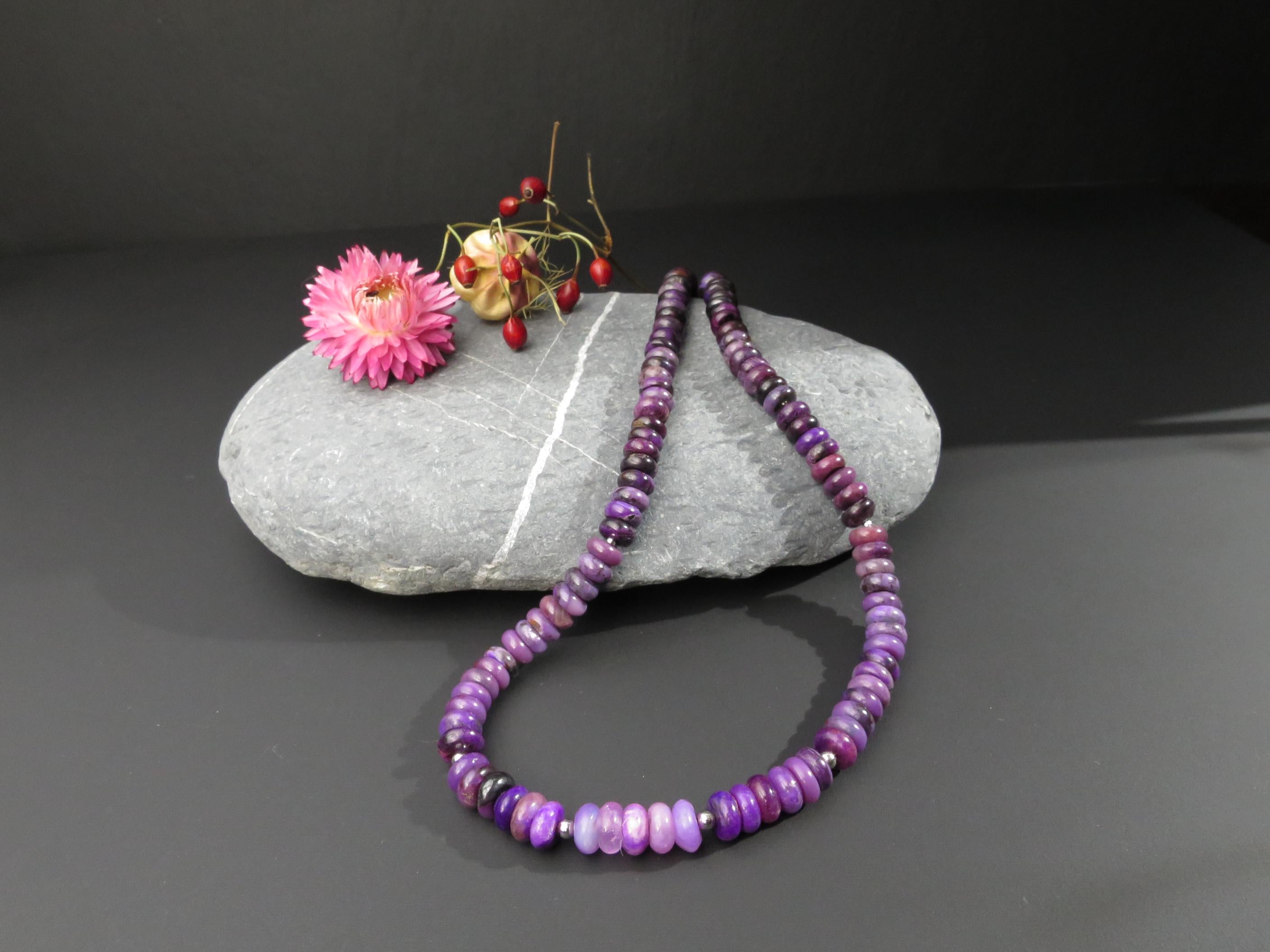 Echte Sugilith Halskette lila Edelstein Rondelle 8mm