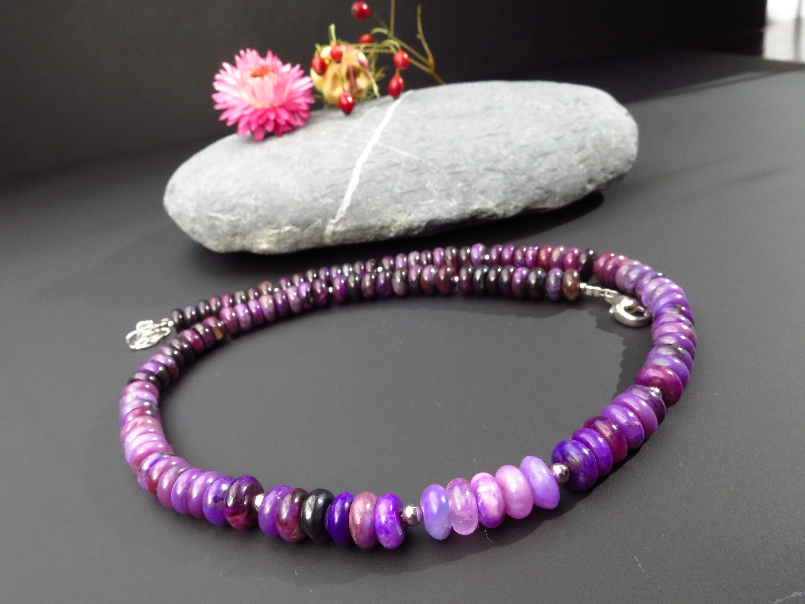 Echte Sugilith Halskette lila Edelstein Rondelle 8mm