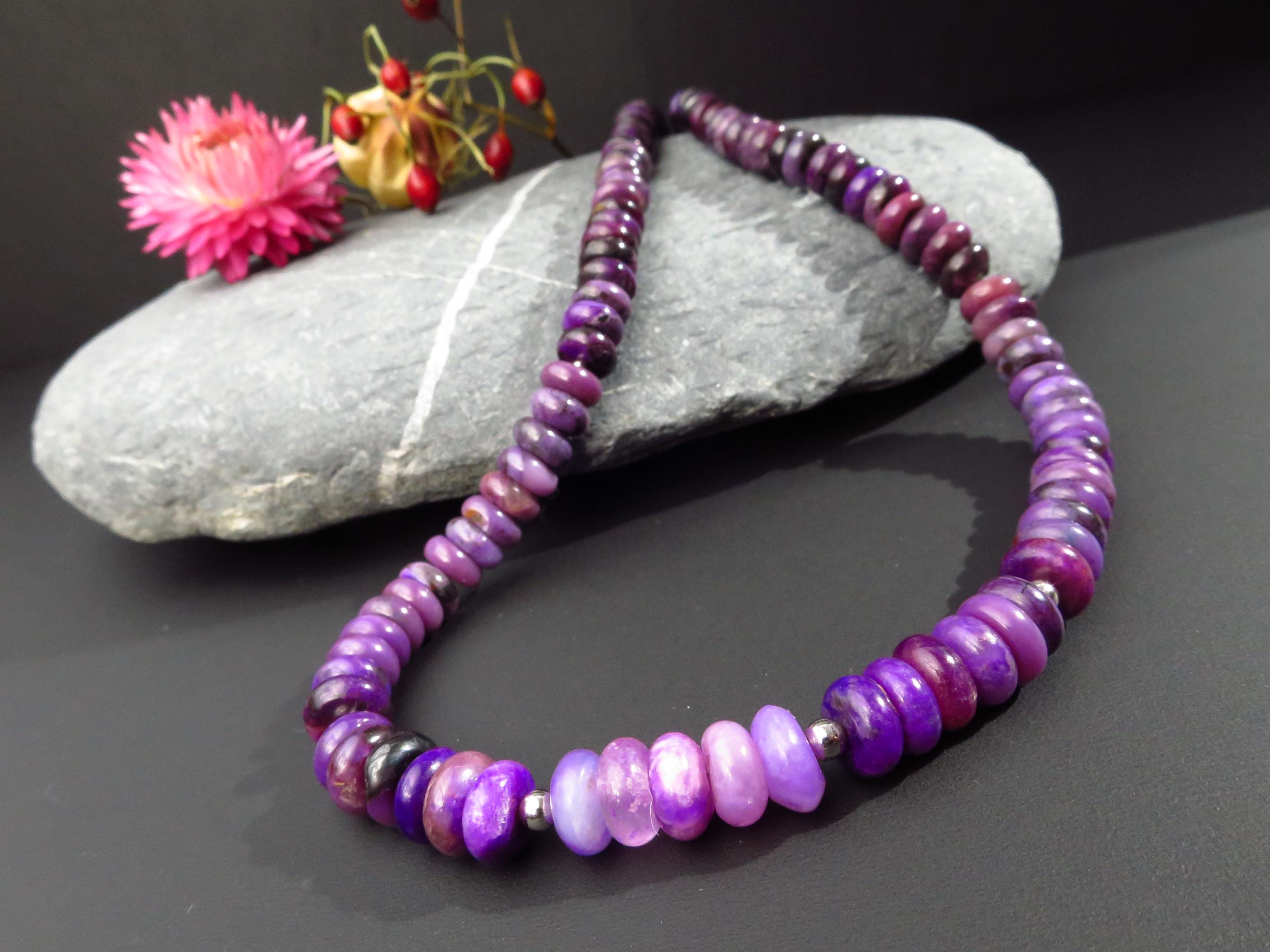 Echte Sugilith Halskette lila Edelstein Rondelle 8mm